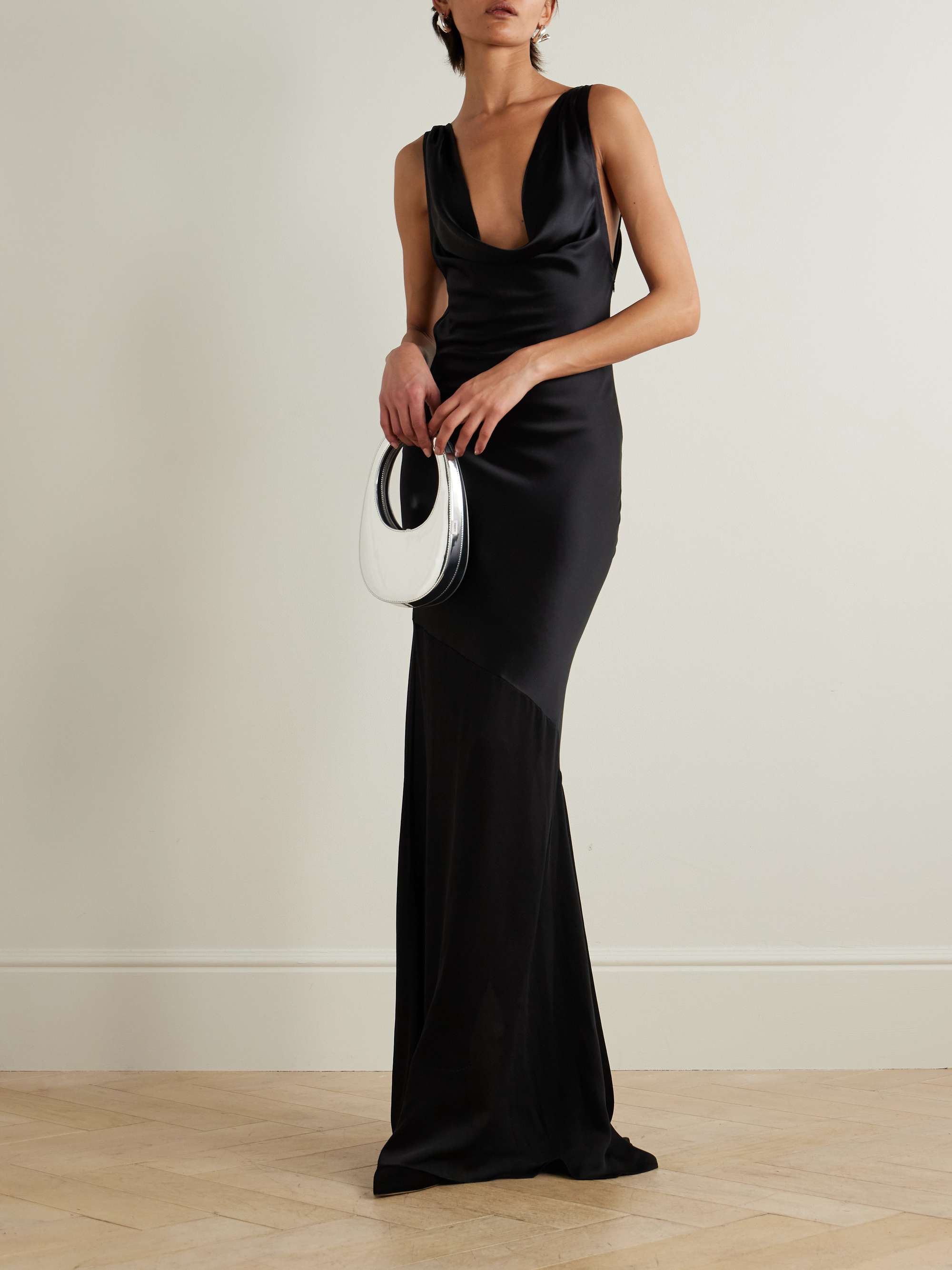 Deep Cowl silk-satin maxi dress view
