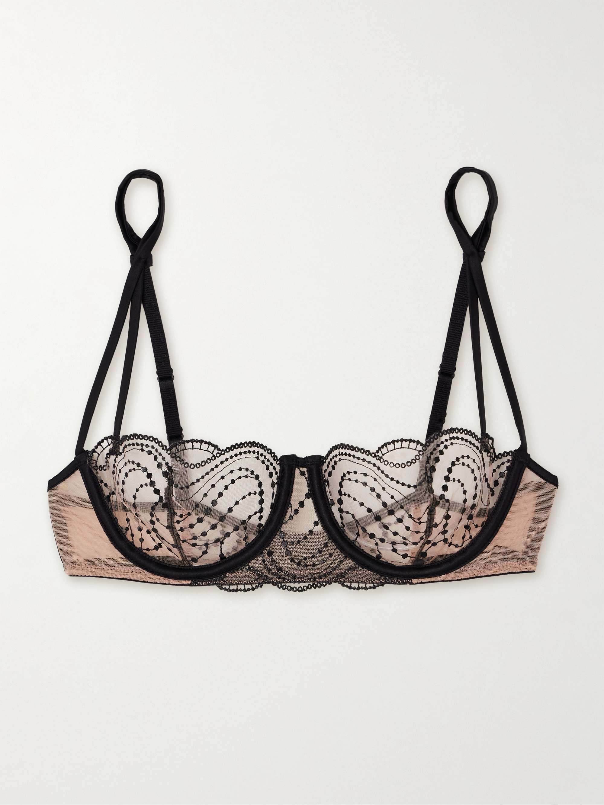 Ondule silk-blend trimmed embroidered tulle balconette bra view