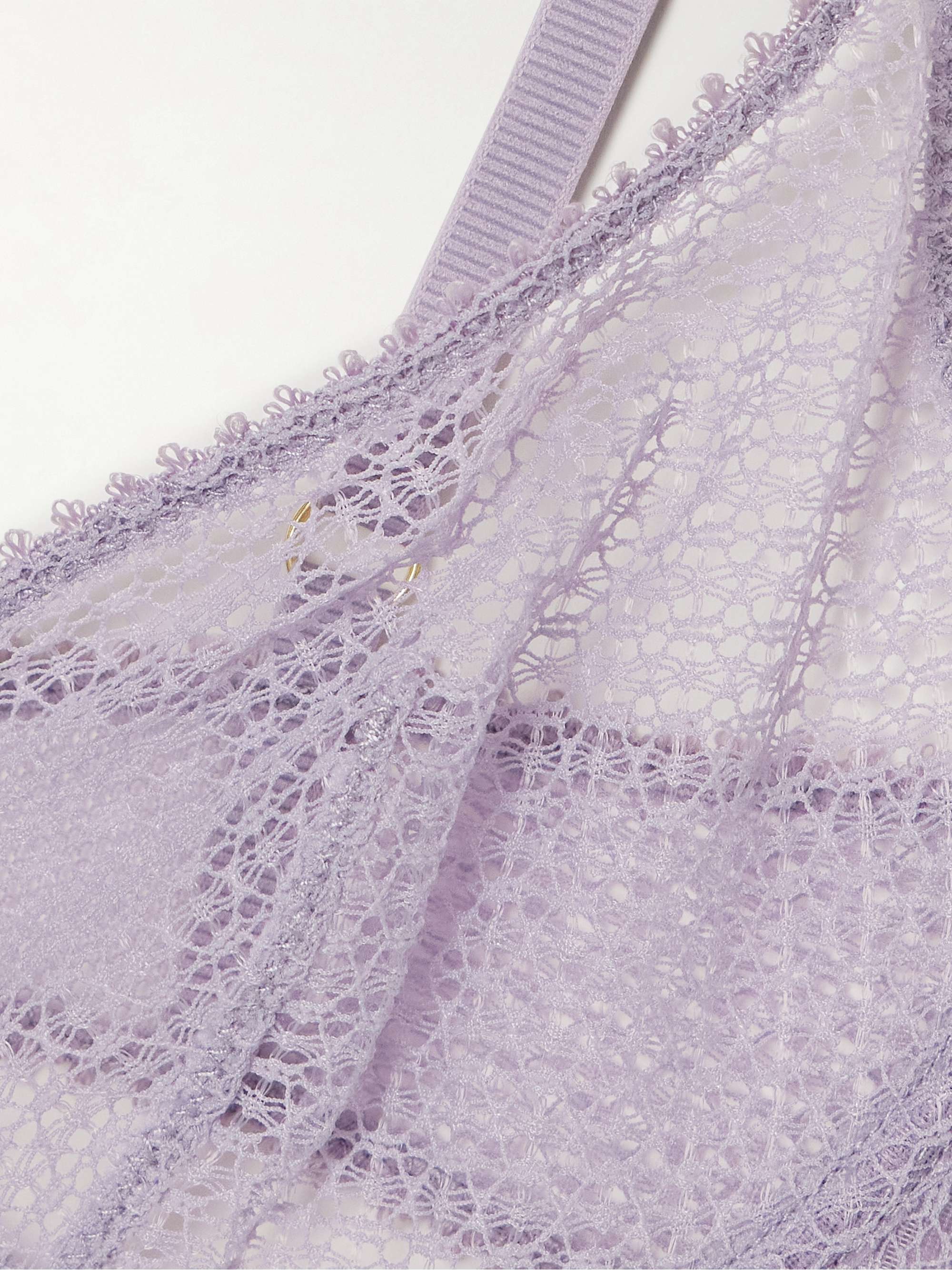 Crocheted lace and mesh underwired soft-cup bra view