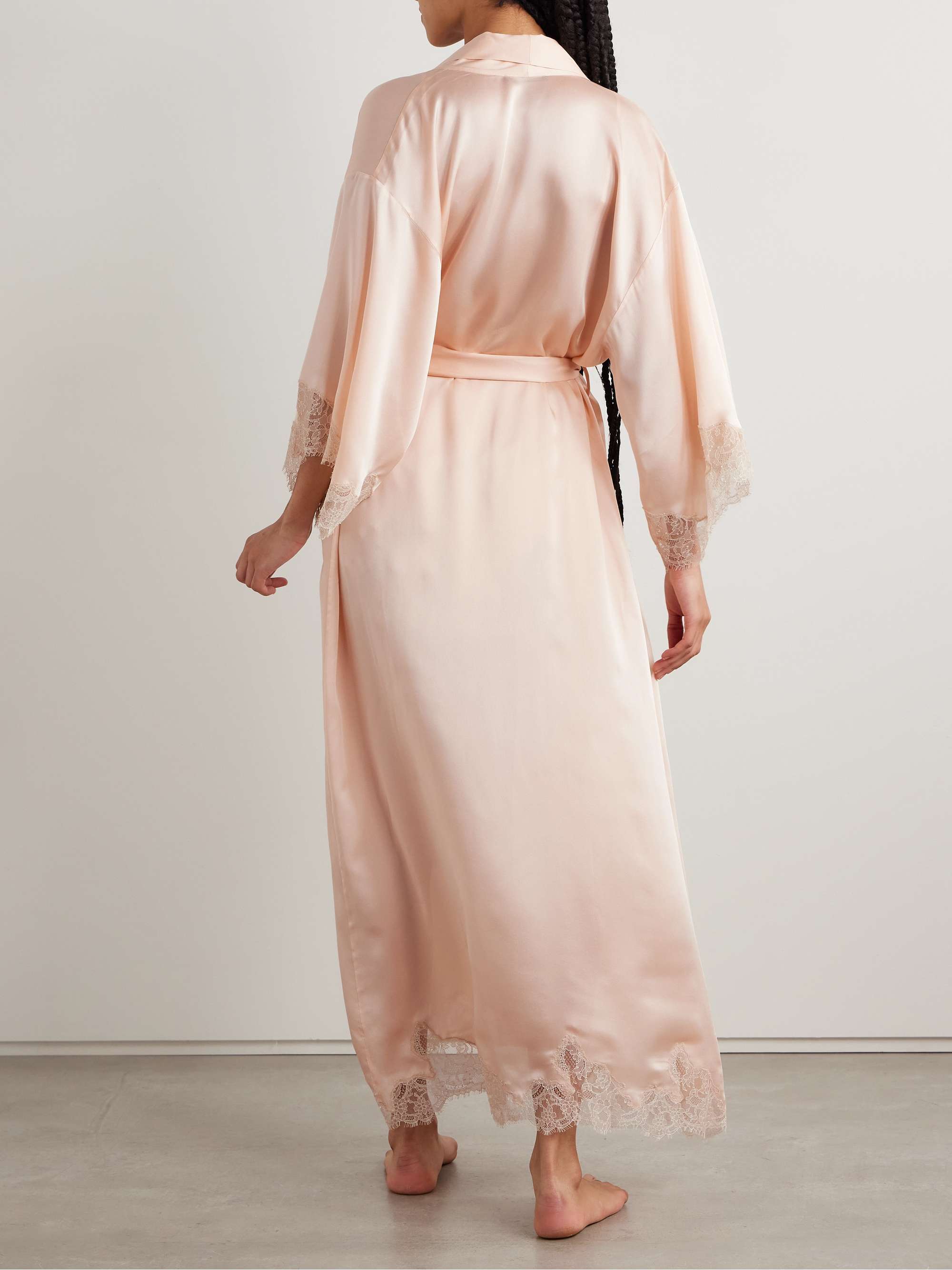 Giselle lace-trimmed silk-satin robe view