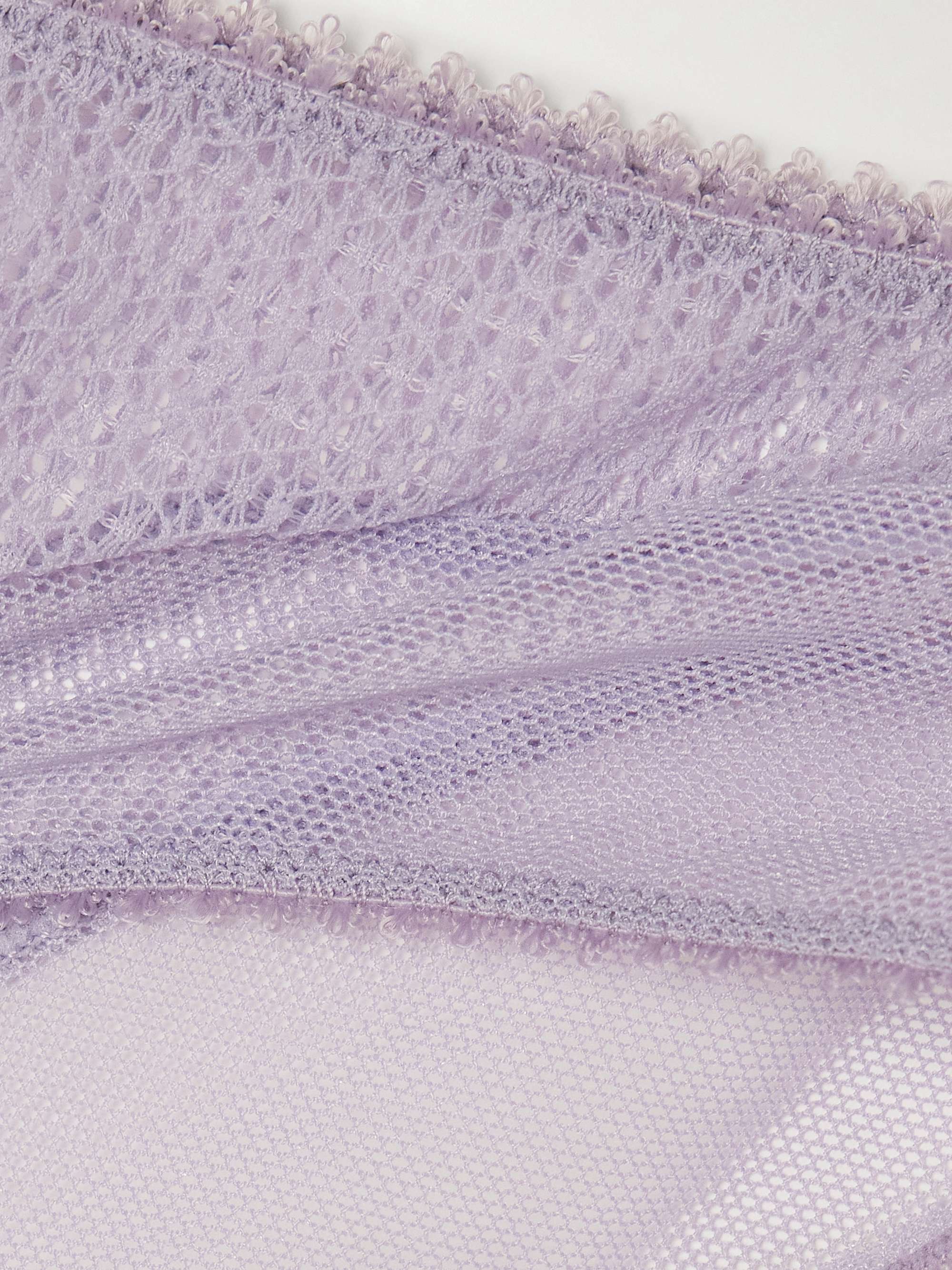 Crocheted lace and mesh briefs view