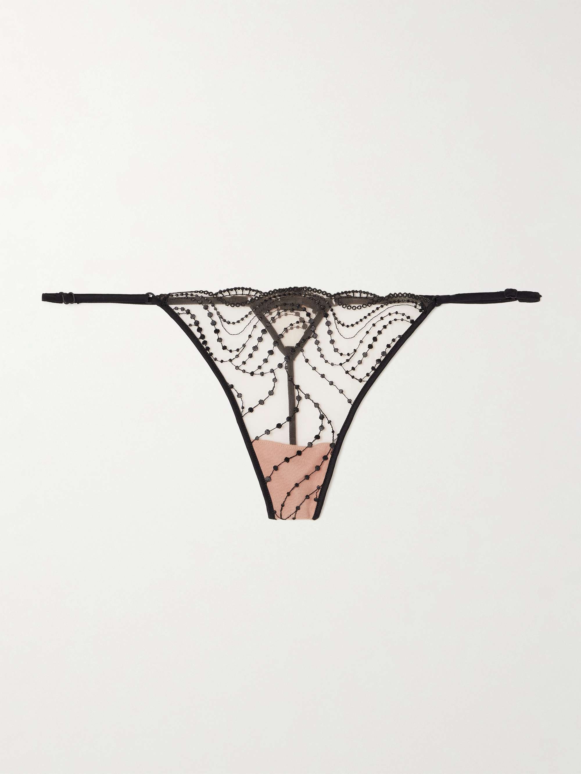 Ondule silk-blend trimmed embroidered tulle thong view