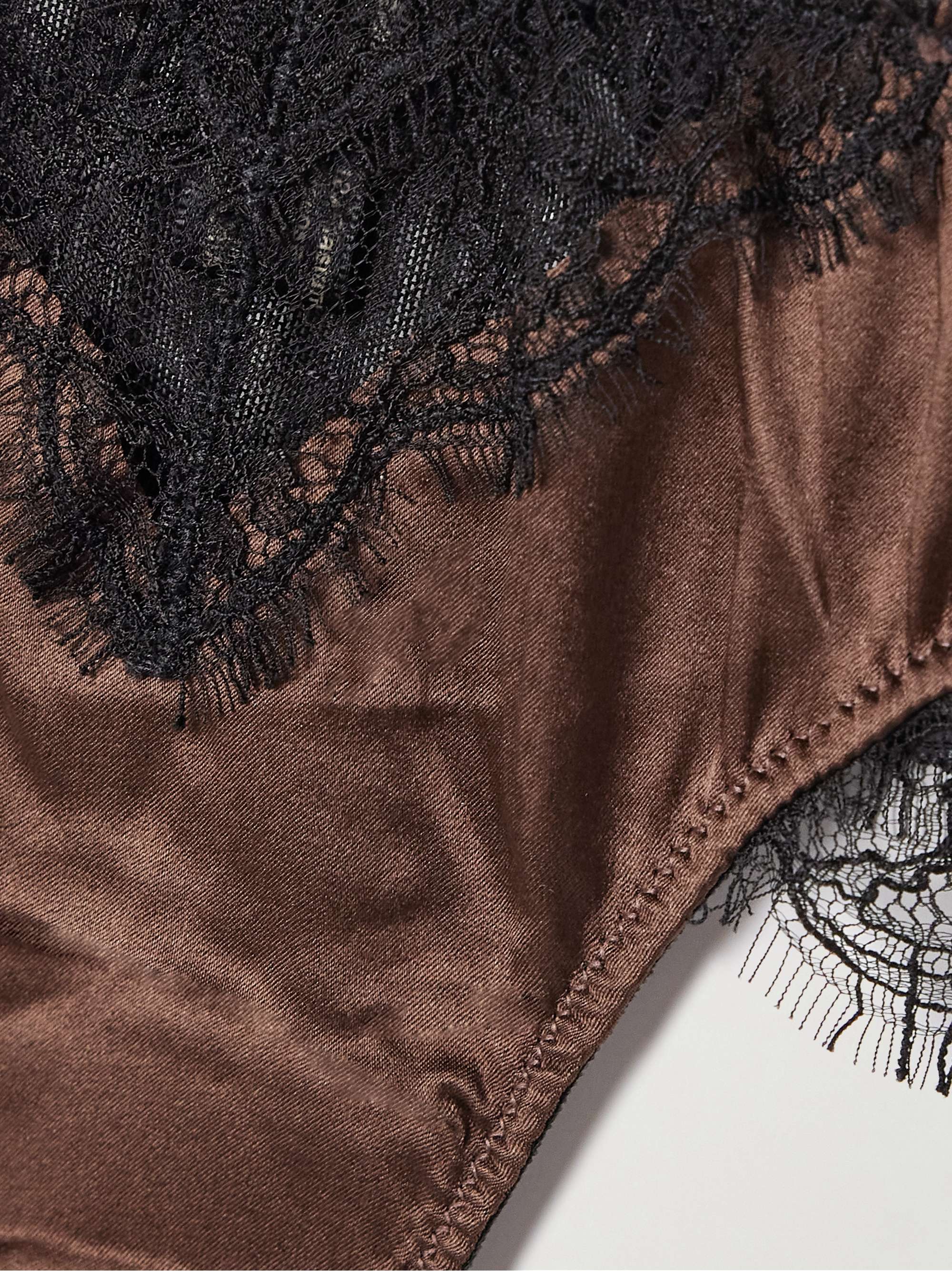 Lace-trimmed stretch-silk thong view