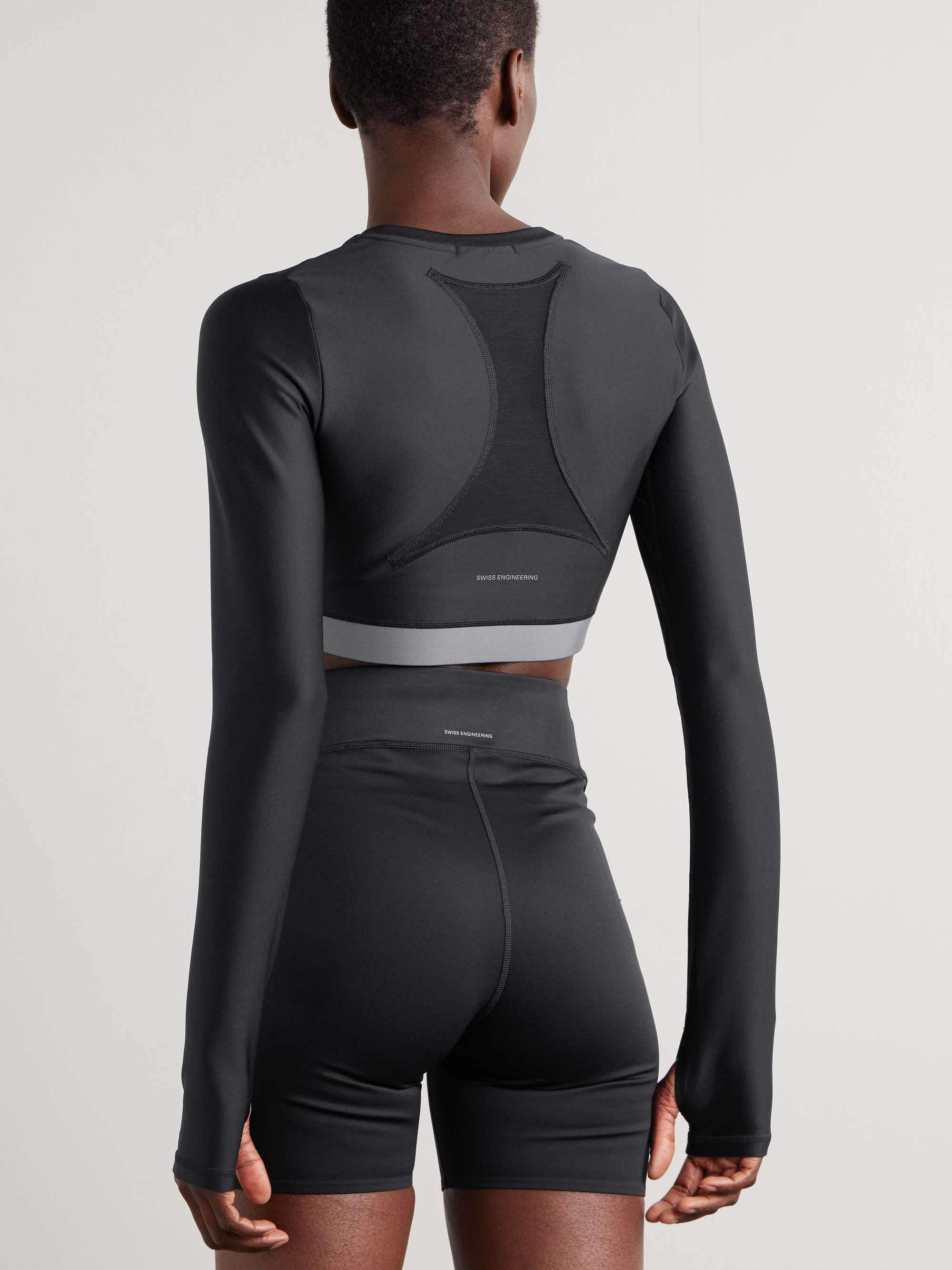 Cropped stretch-jersey top view