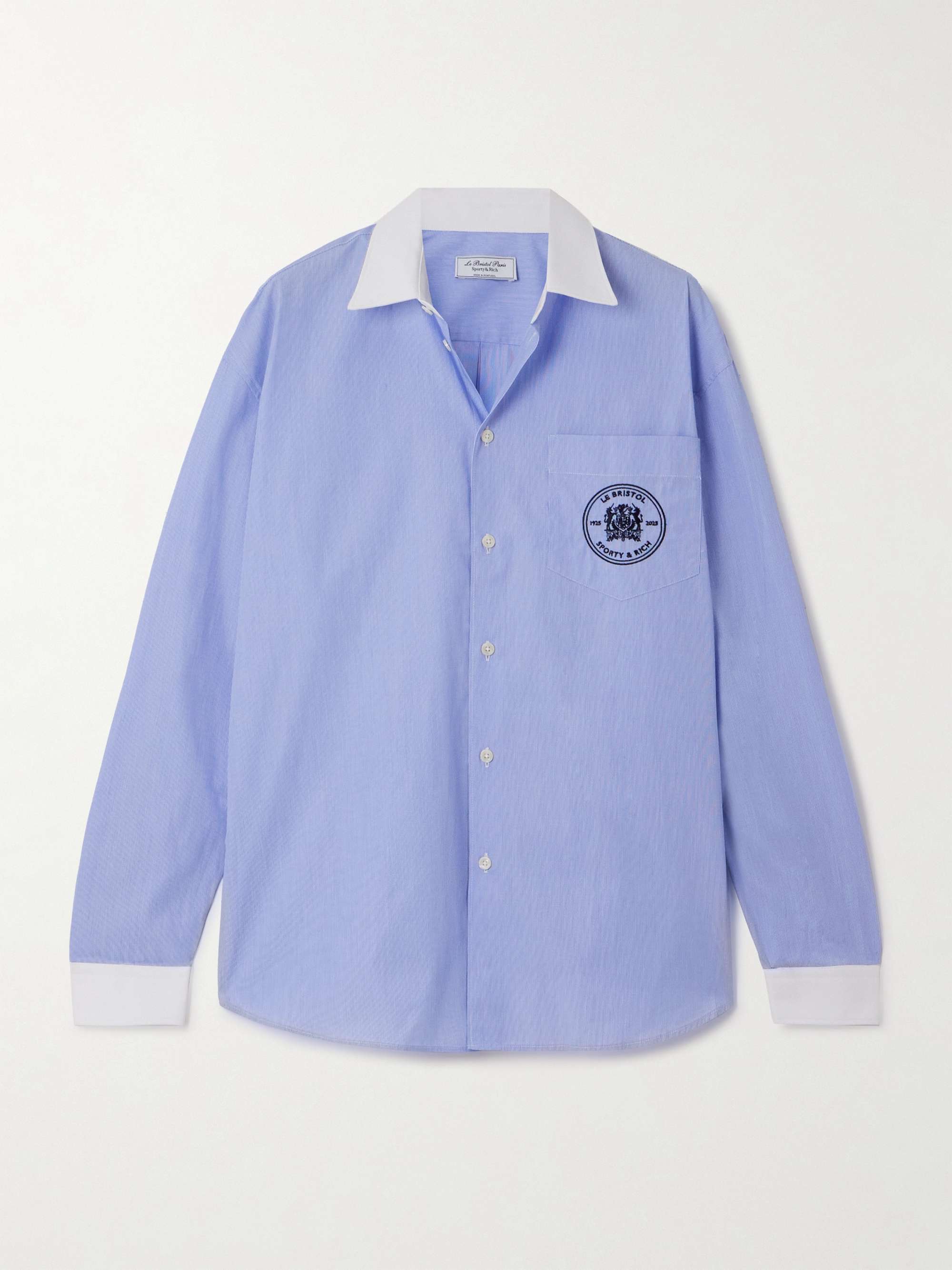 + Le Bristol Paris Crest oversized embroidered cotton-poplin shirt view