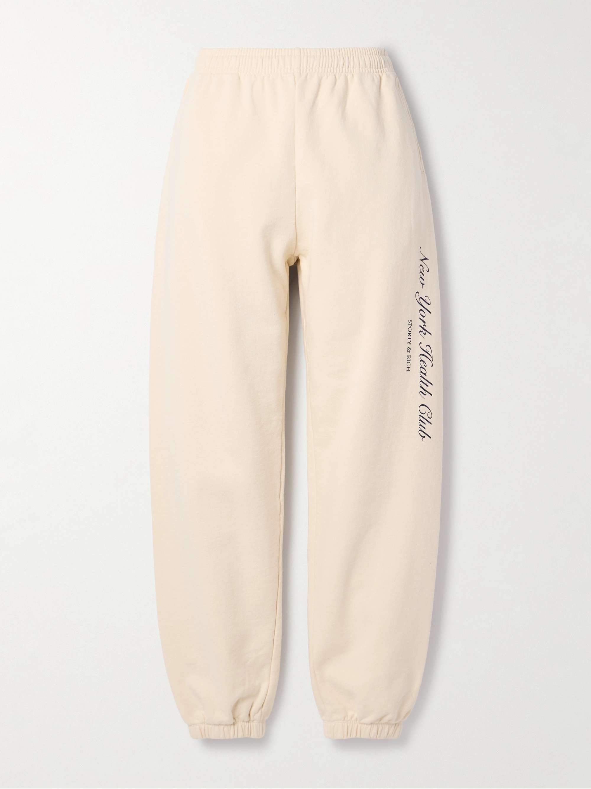 Printed cotton-jersey track pants view