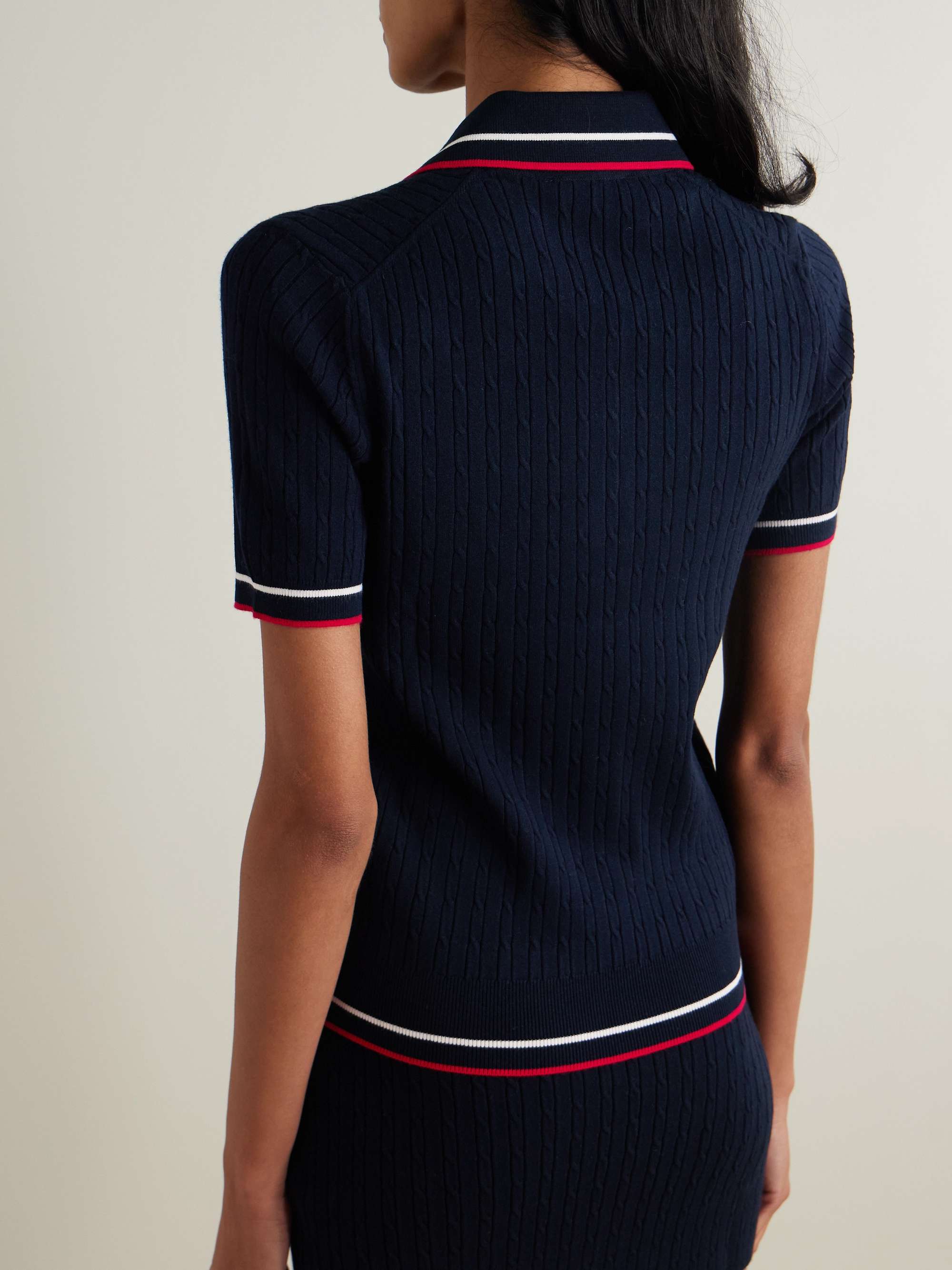 Striped cable-knit polo shirt view