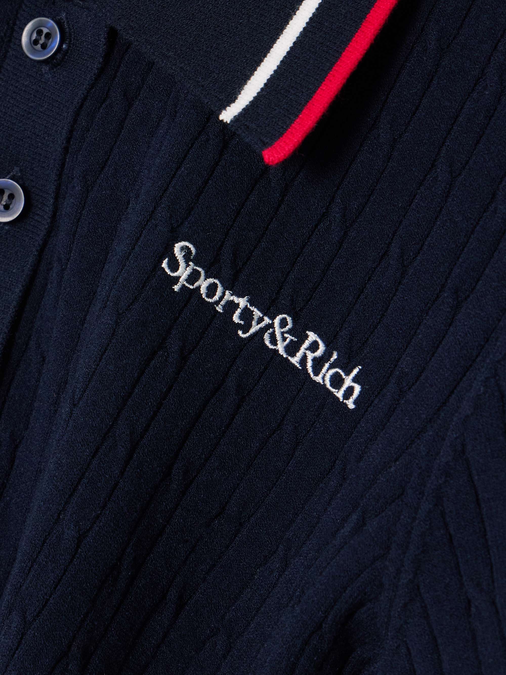 Striped cable-knit polo shirt view