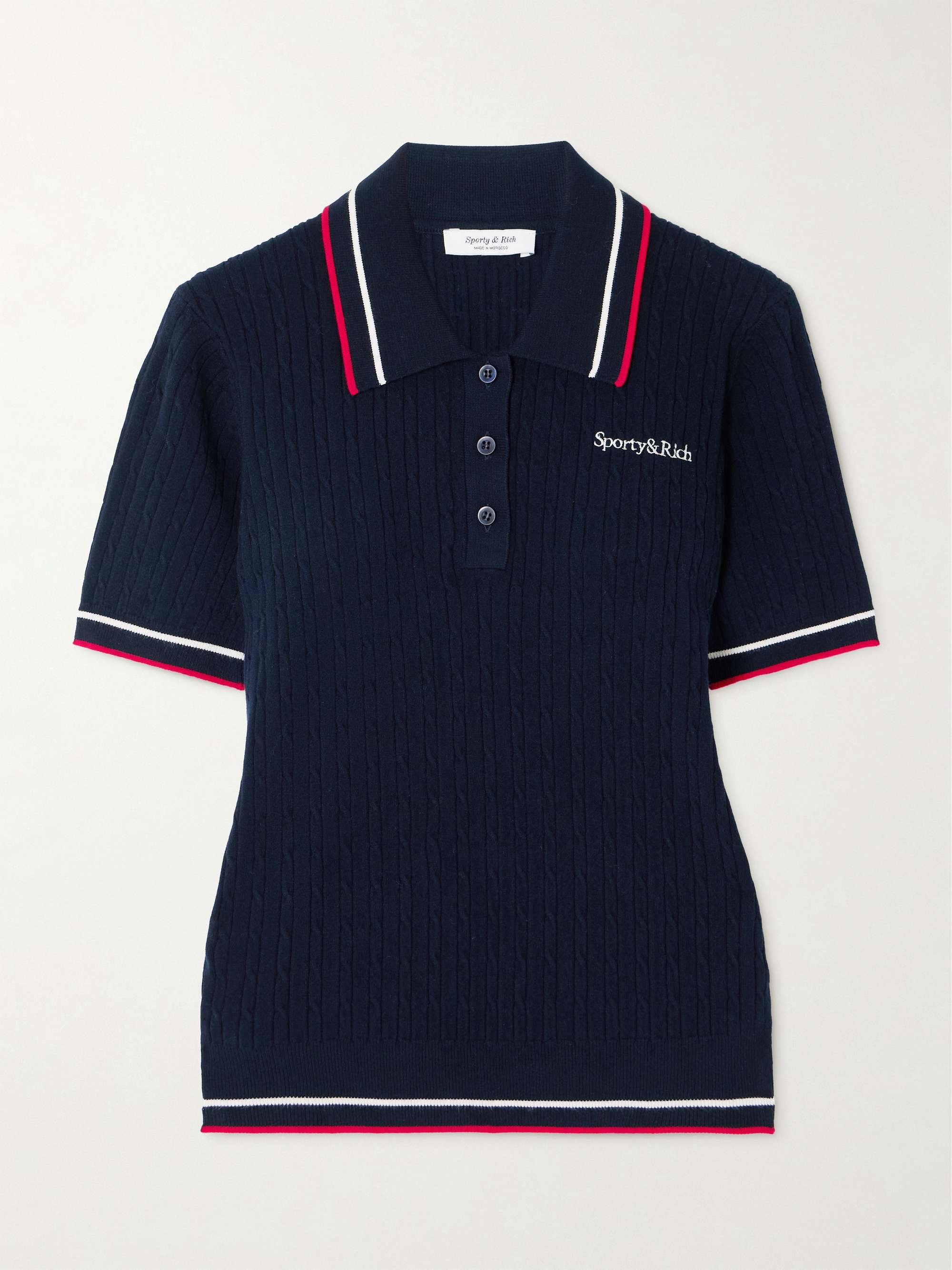 Striped cable-knit polo shirt view