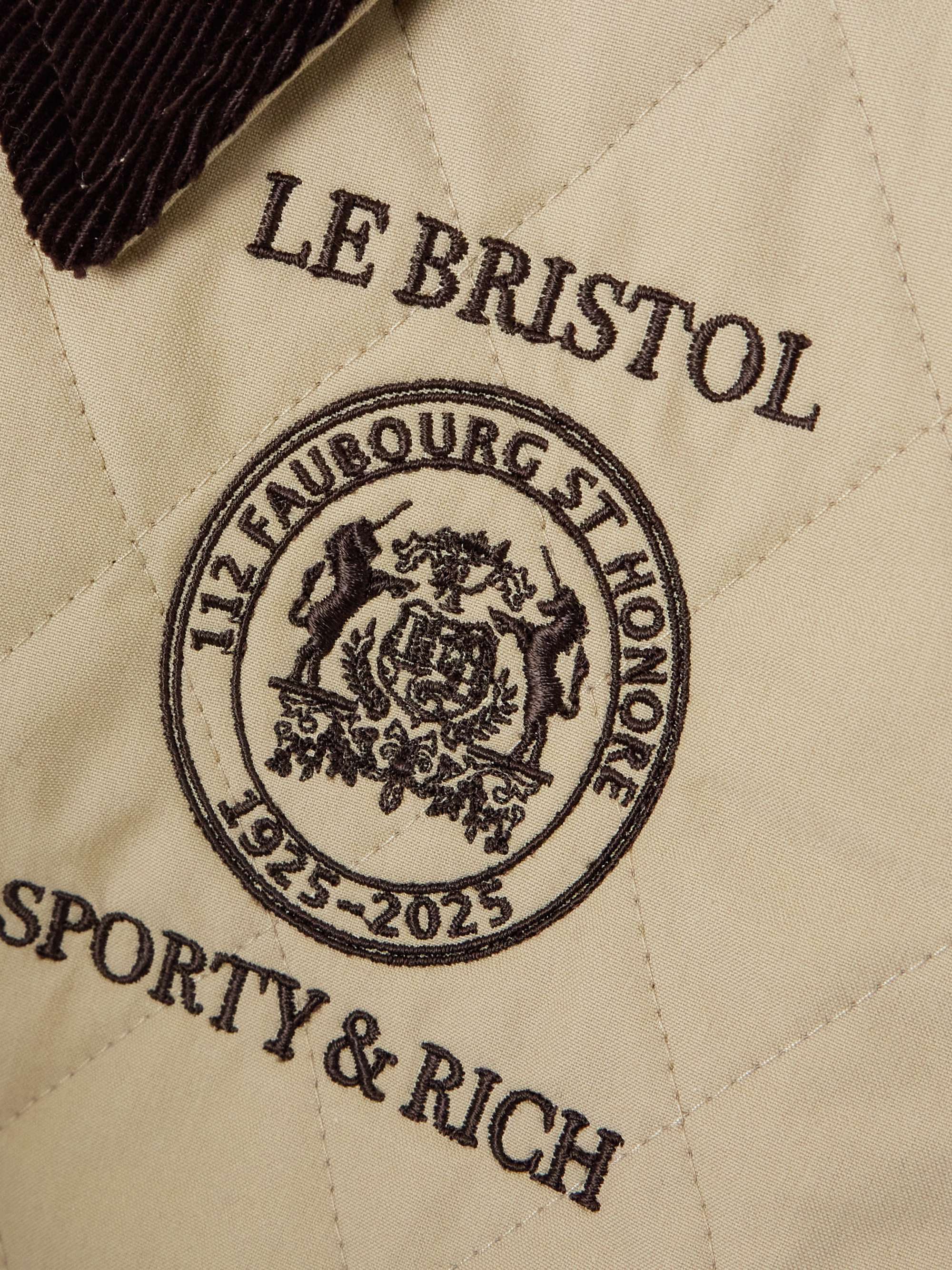 + Le Bristol Paris Crest Seal corduroy-trimmed embroidered quilted cotton-canvas jacket view