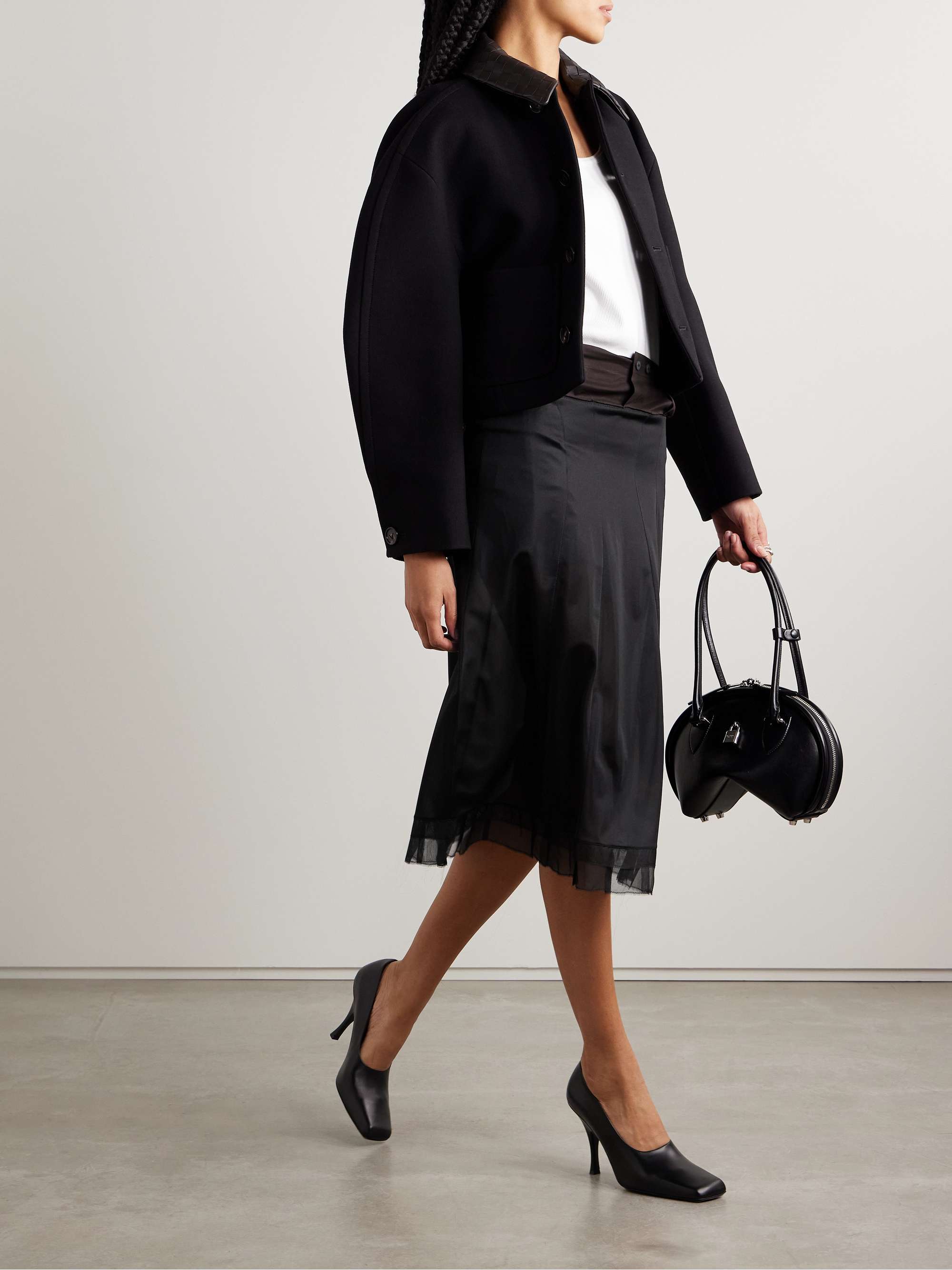 Paneled chiffon and cotton midi skirt view