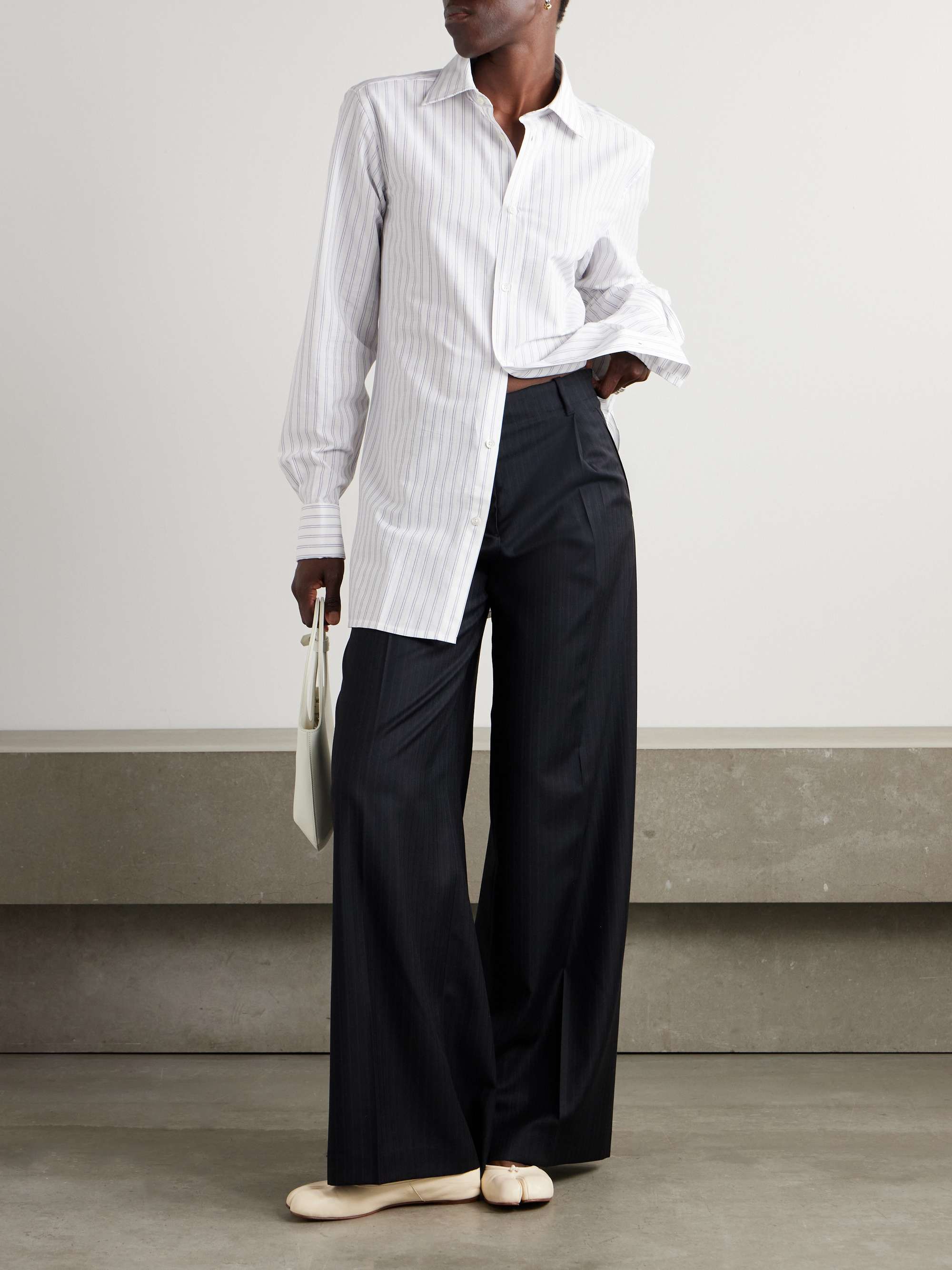 Oversized striped cotton shirt view
