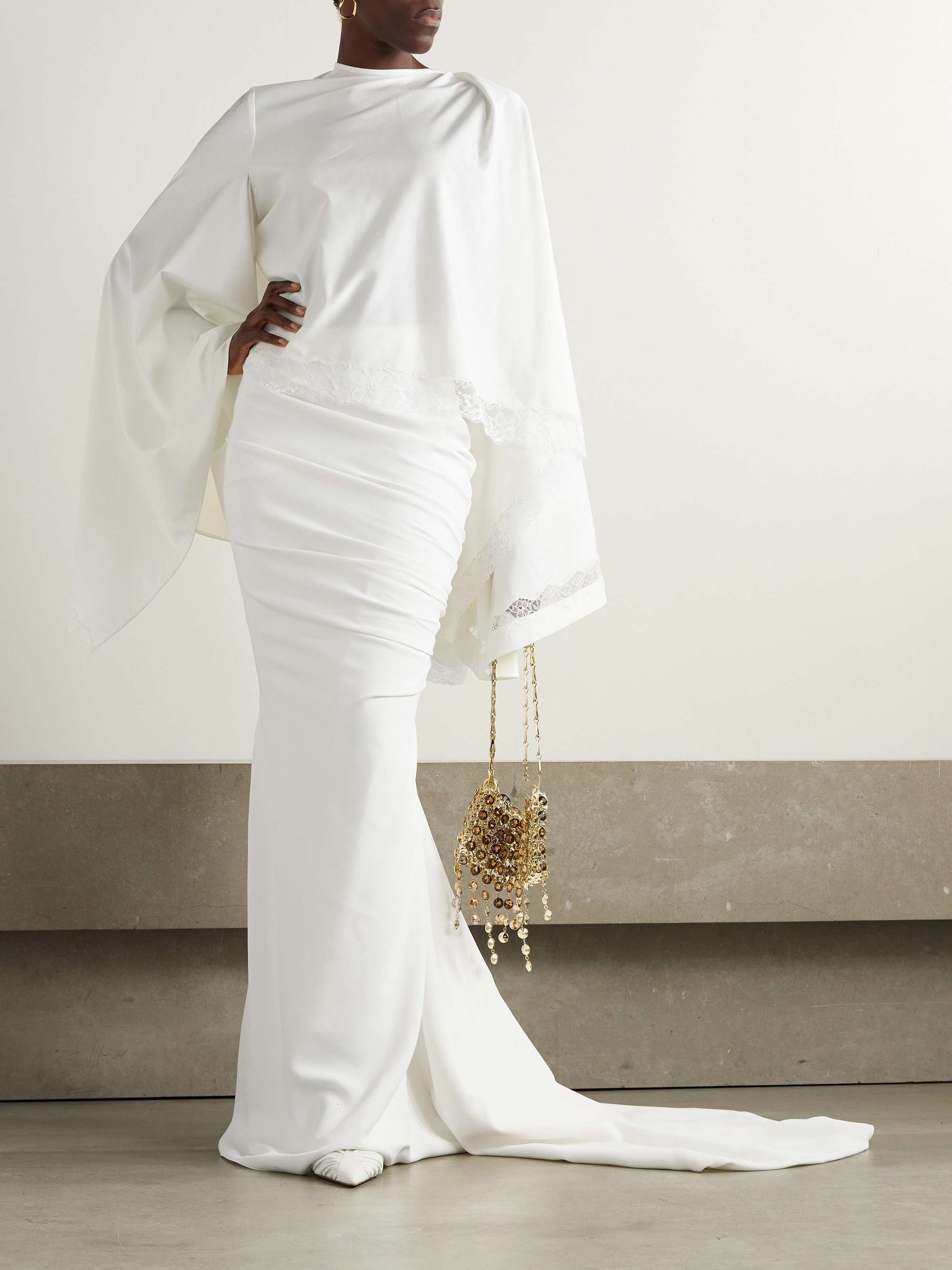 Train ruched crepe maxi skirt view