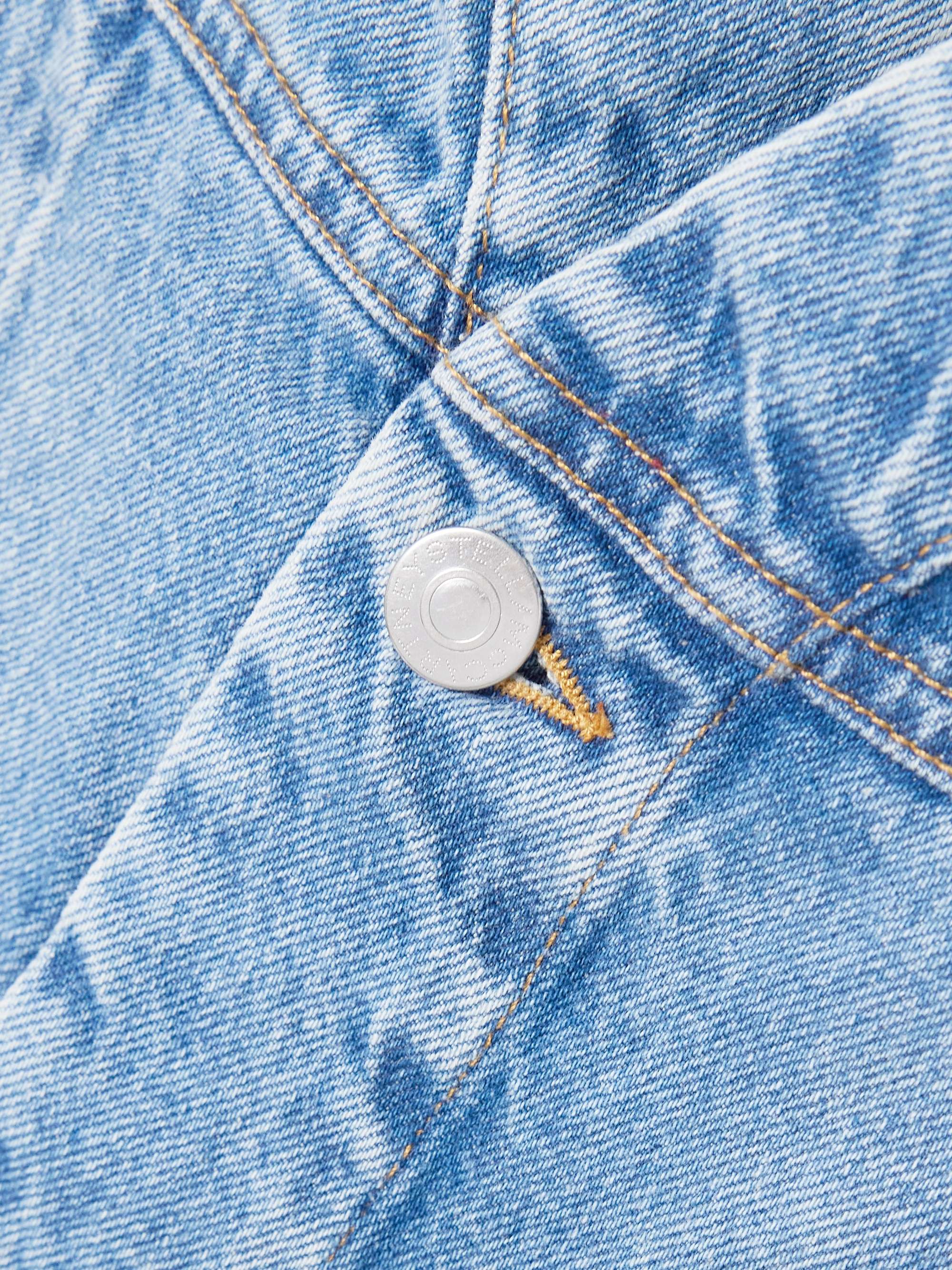 Frayed paneled organic denim mini dress view