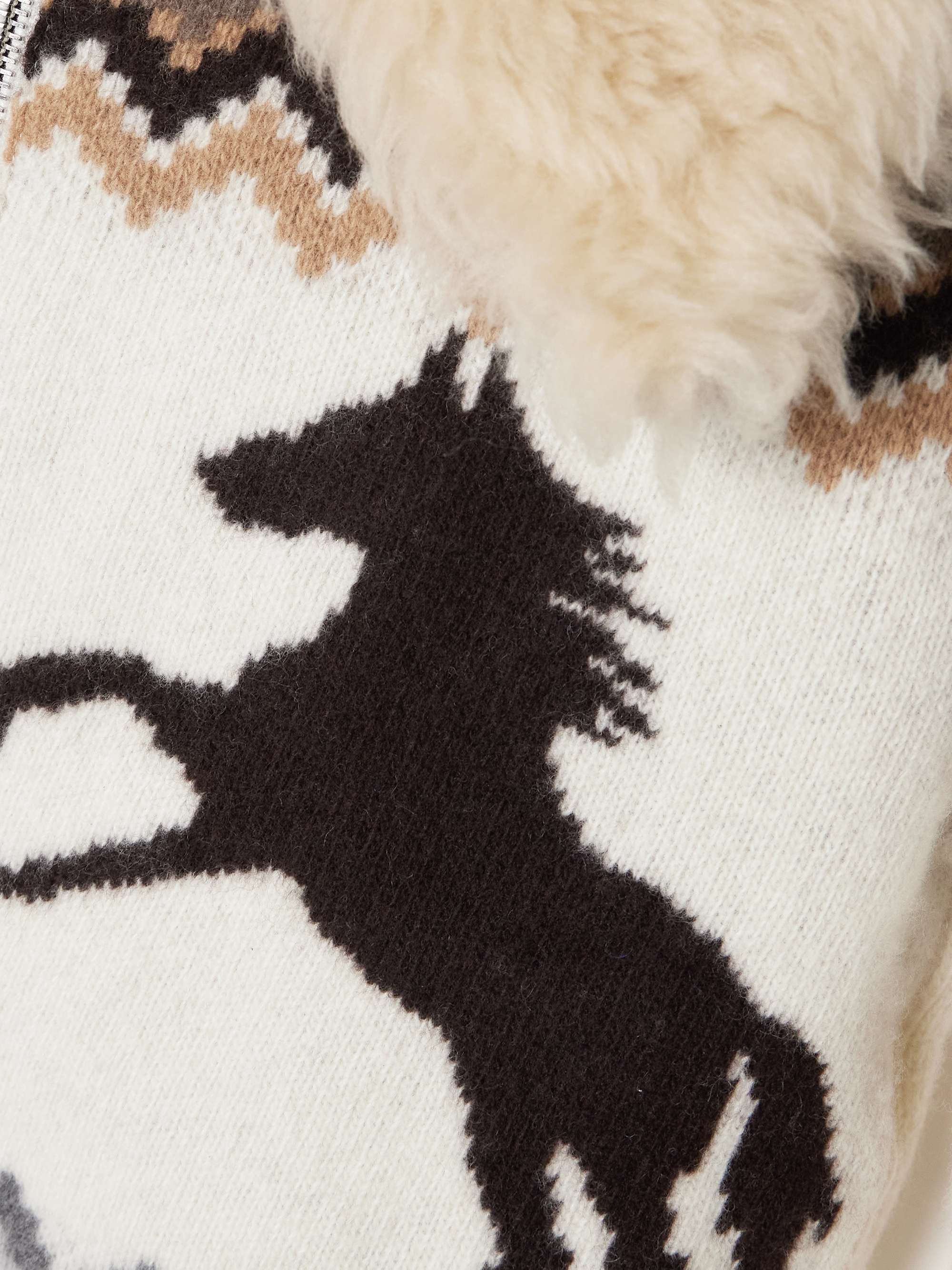 Fleece-trimmed Fair Isle wool cardigan view