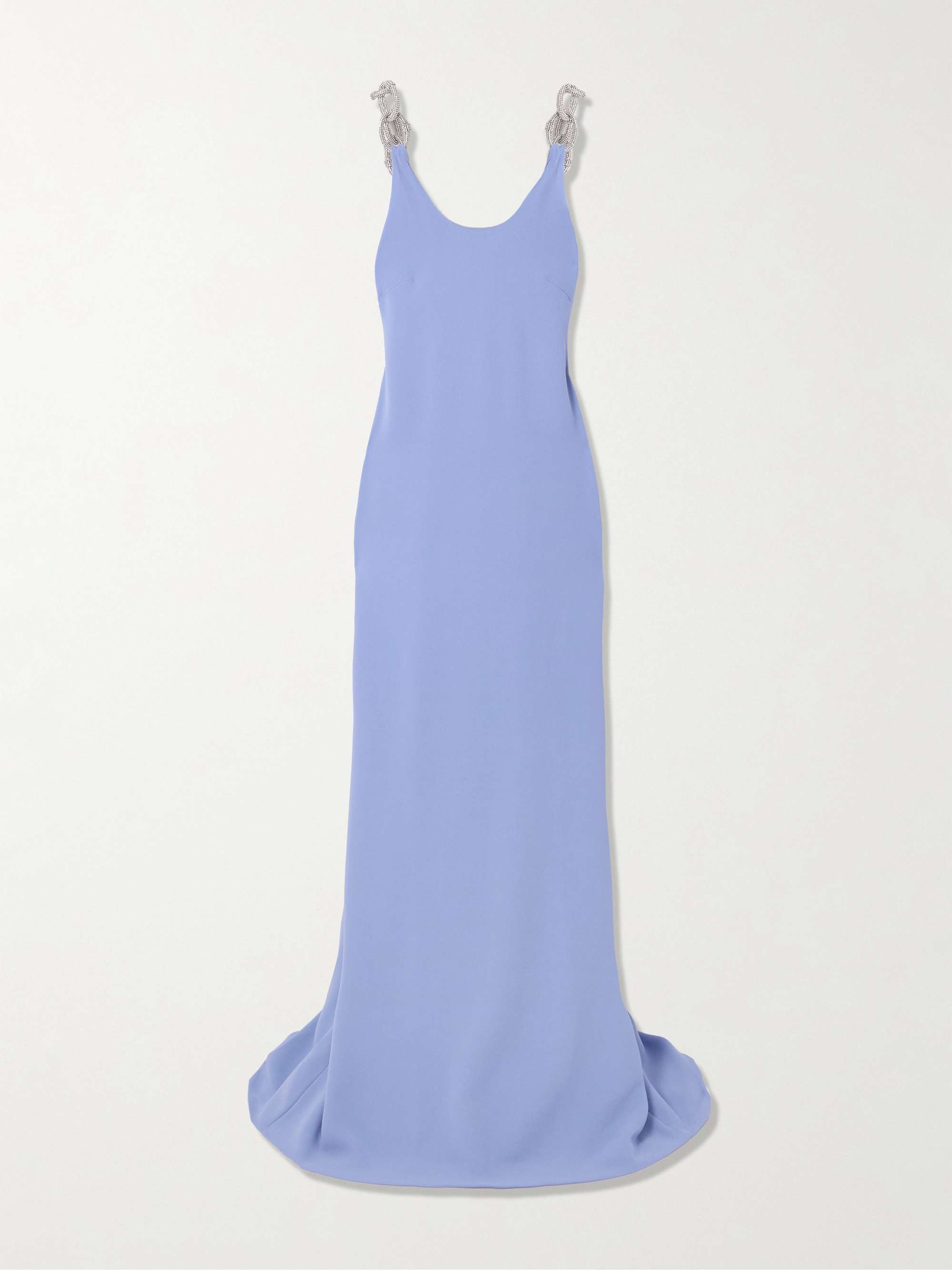 Crystal-embellished crepe gown view