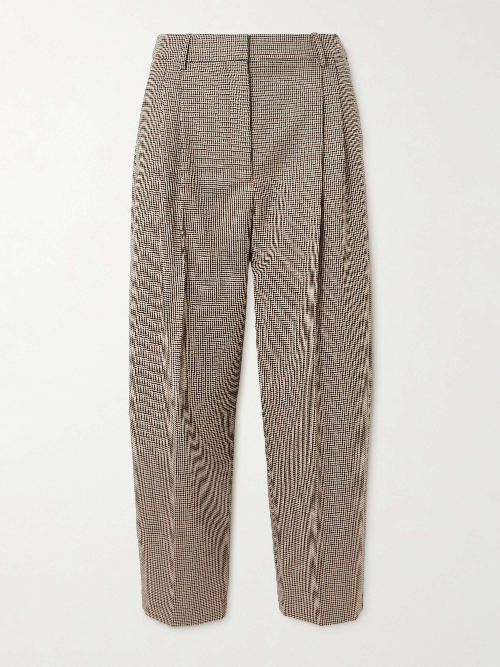 Pleated houndstooth wool tapered pants view