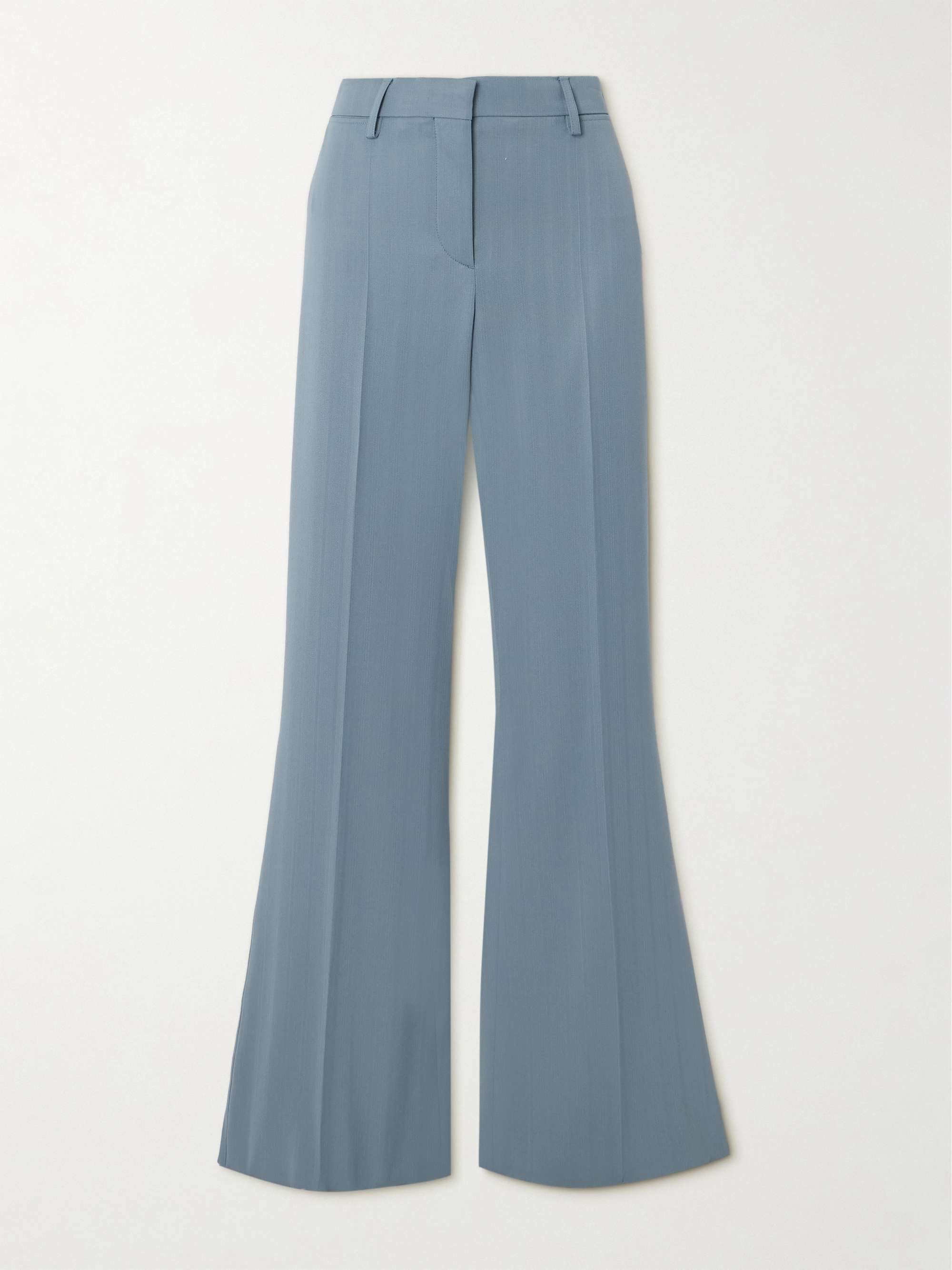 Pinstriped wool-blend flared pants view