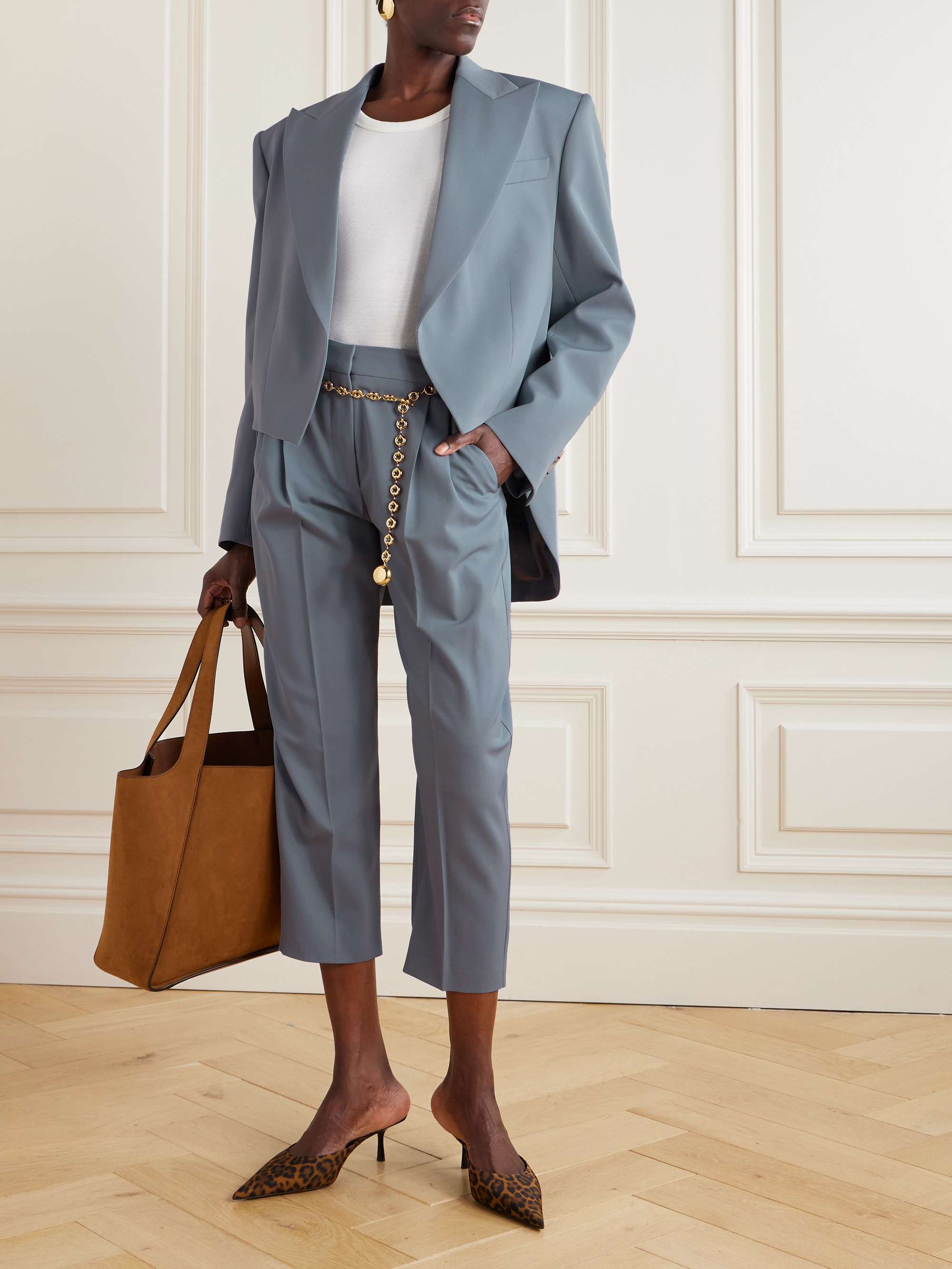 Cropped grain de poudre wool-blend blazer view