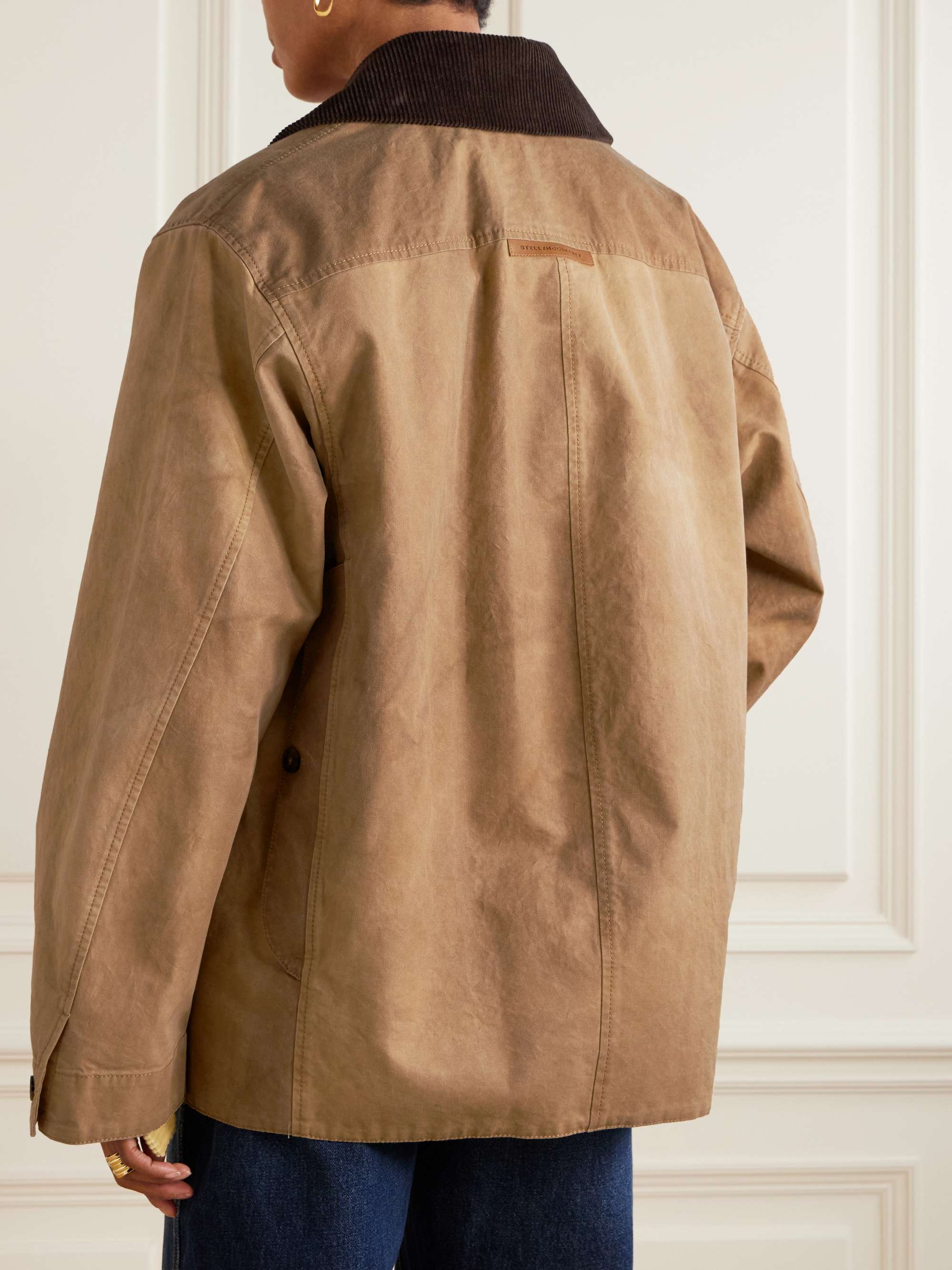 Corduroy-trimmed washed organic cotton-canvas jacket view