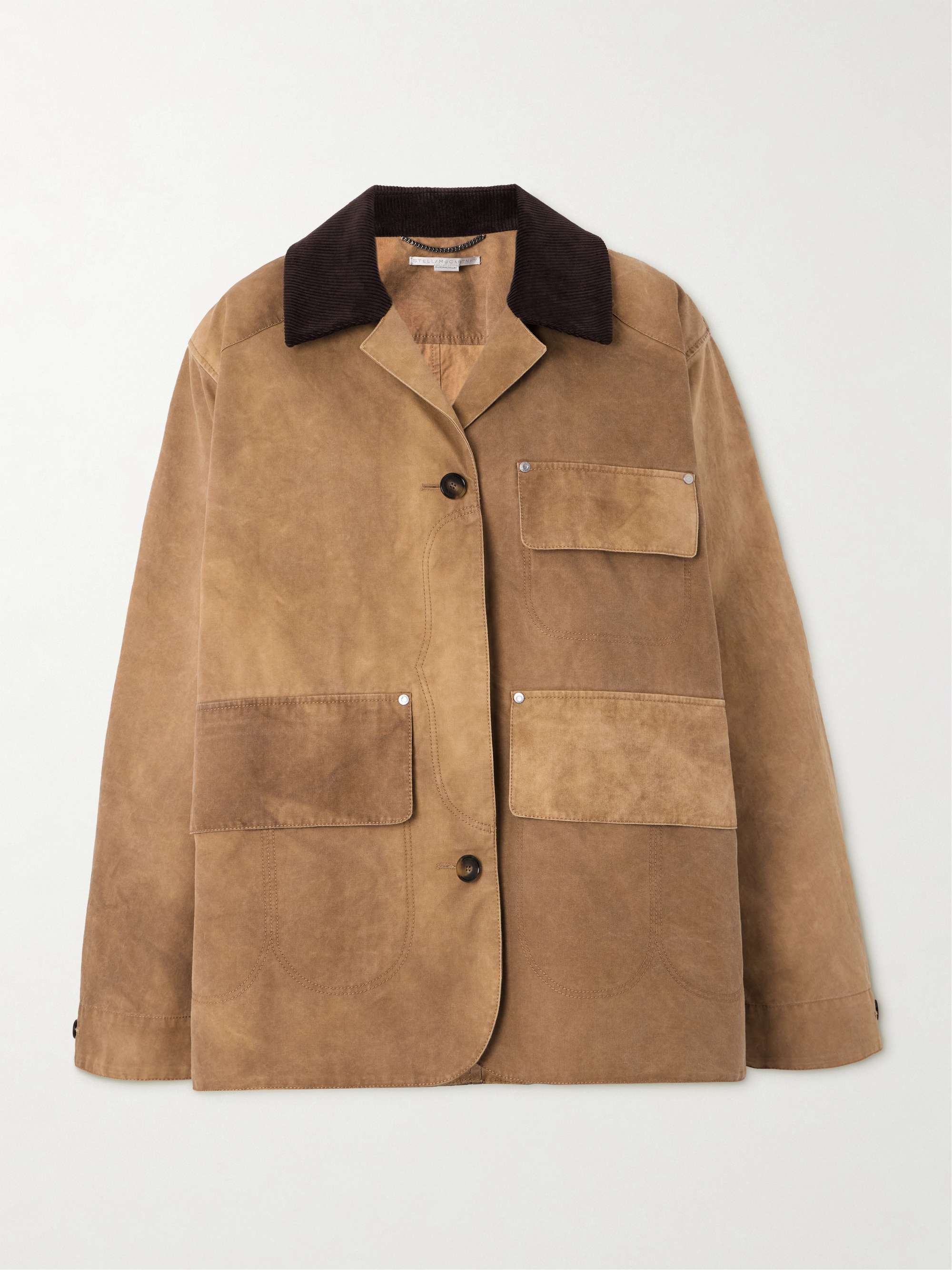 Corduroy-trimmed washed organic cotton-canvas jacket view