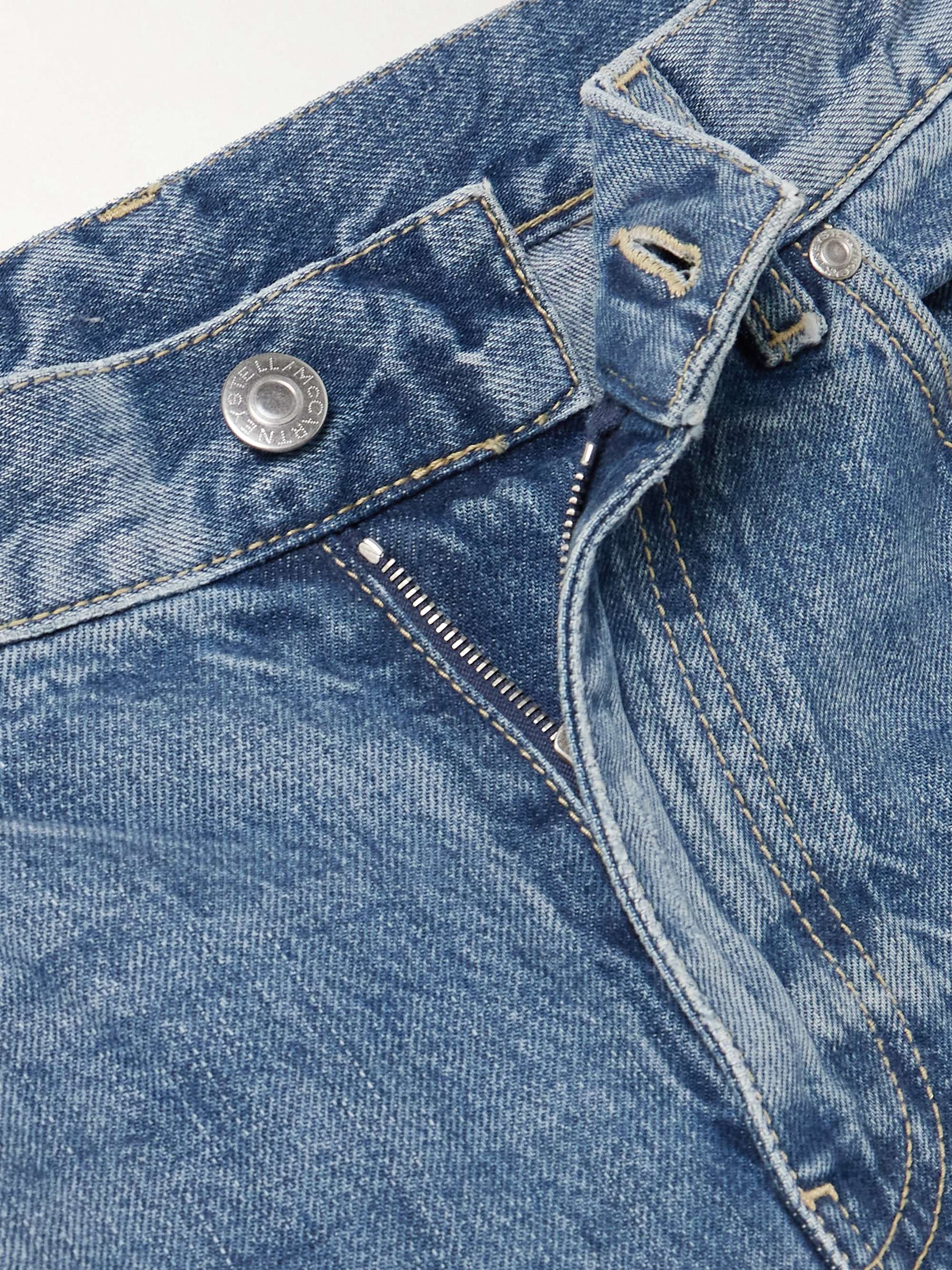 Falabella distressed embellished high-rise straight-leg jeans view