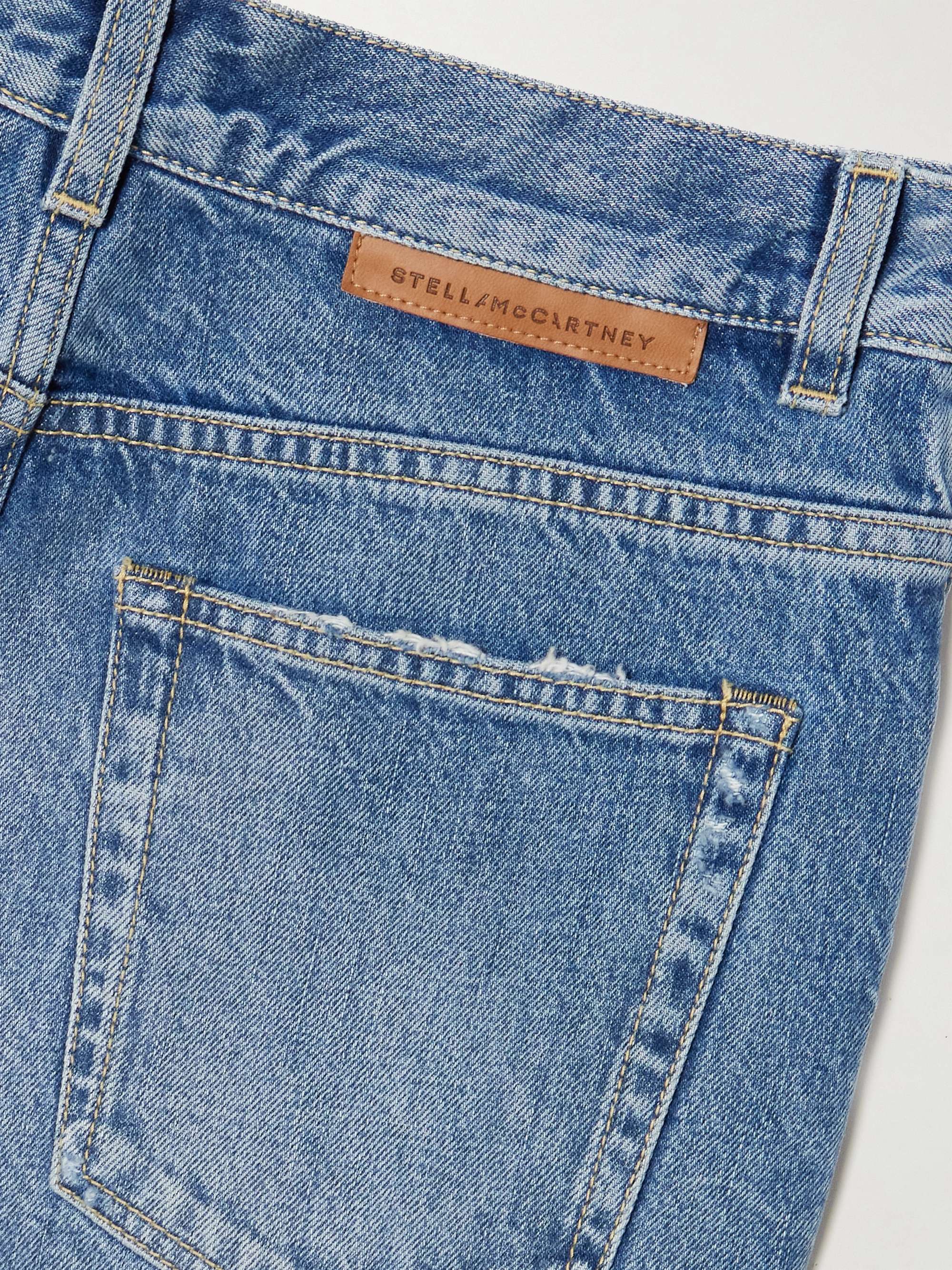 Falabella distressed embellished high-rise straight-leg jeans view