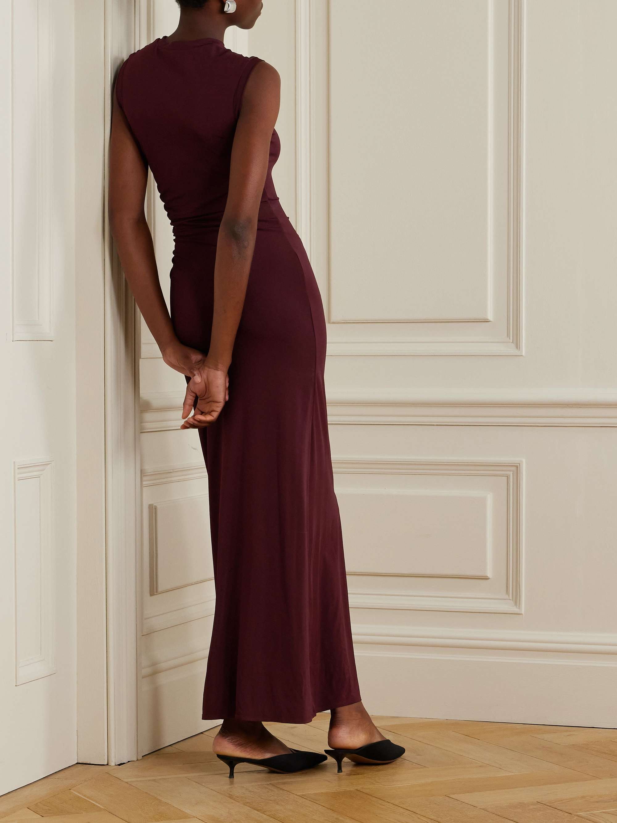 Ruched stretch-jersey maxi dress view