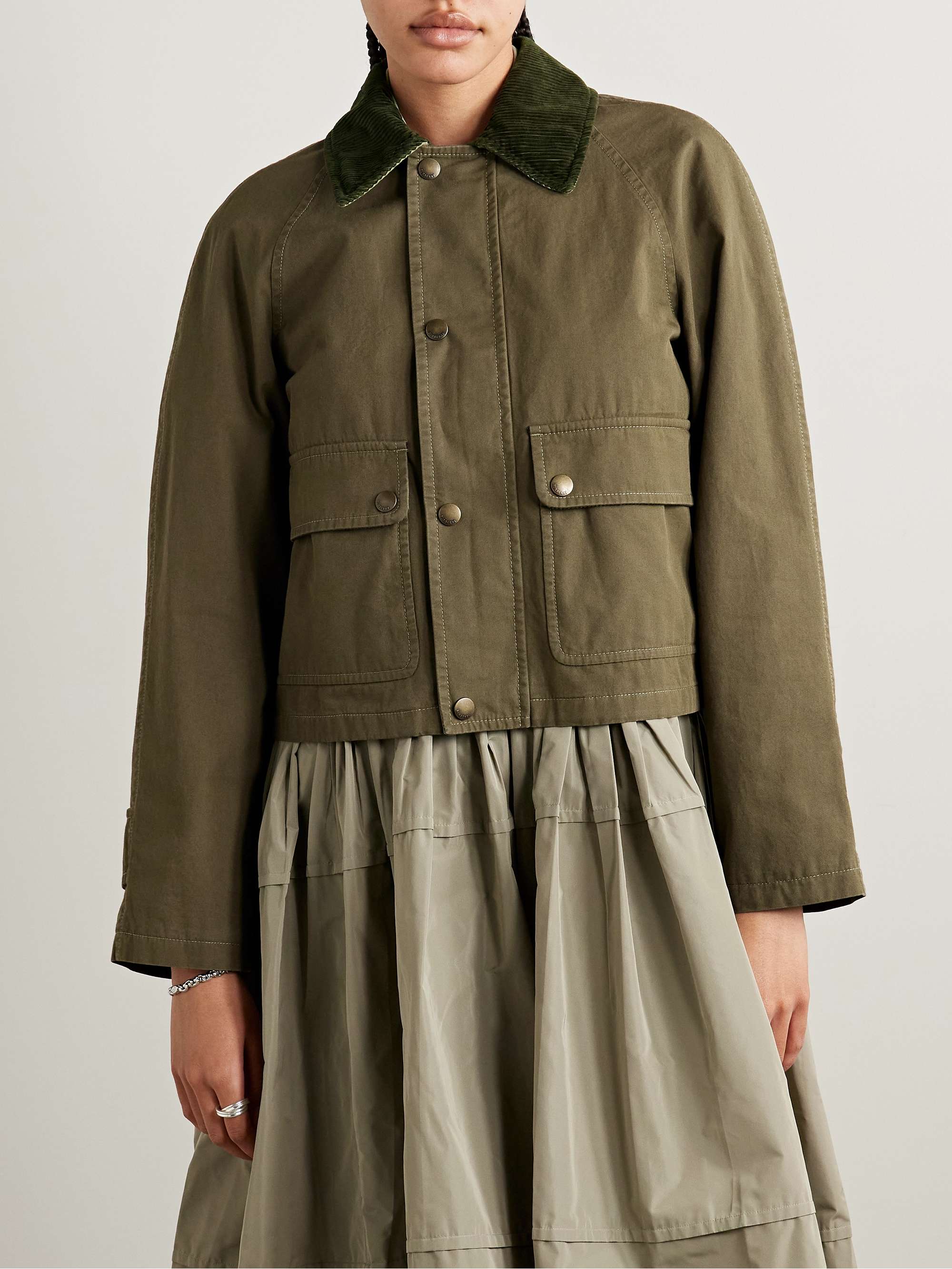 Corduroy-trimmed cotton-twill jacket view