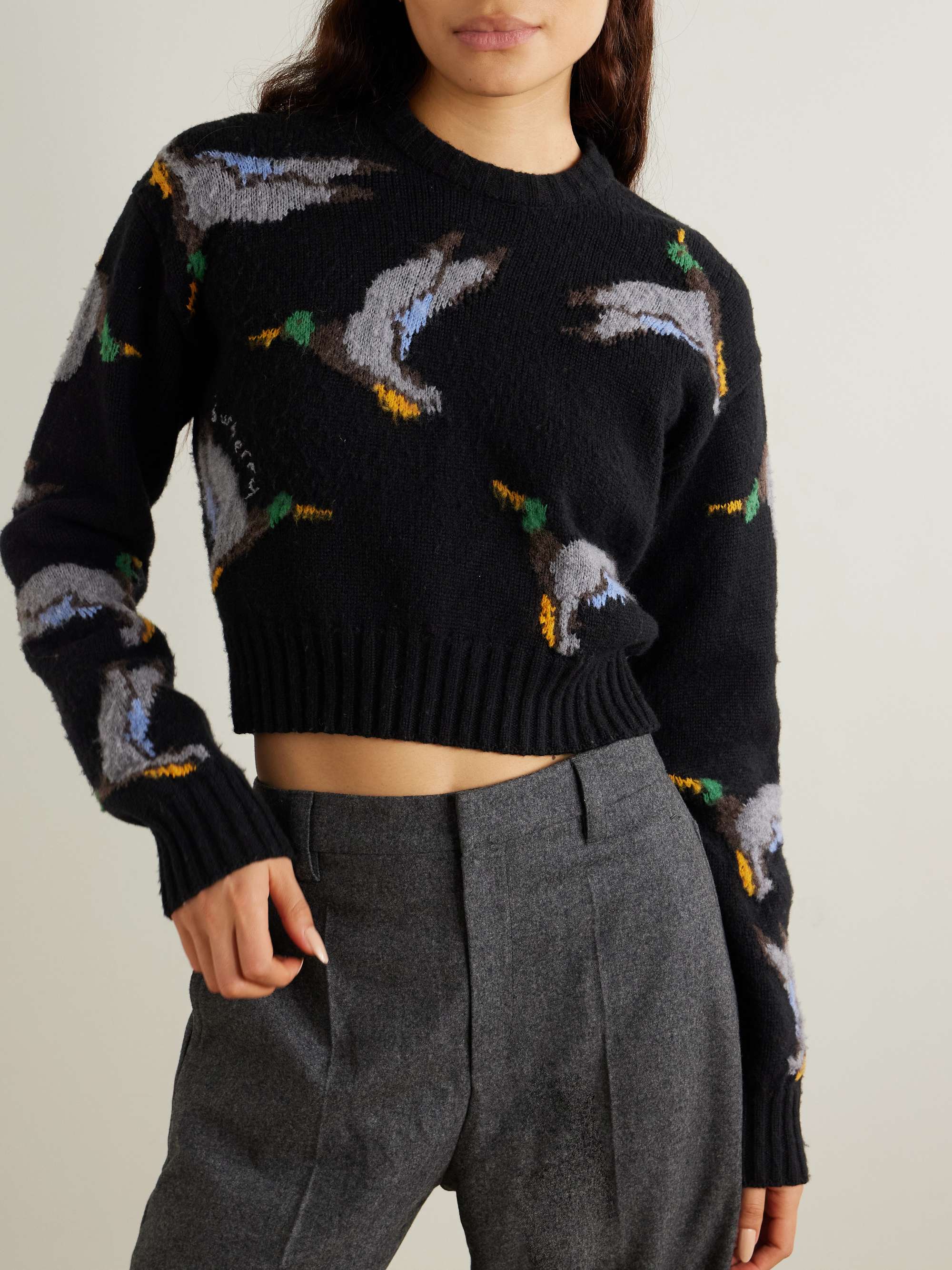 Intarsia-knit wool sweater view