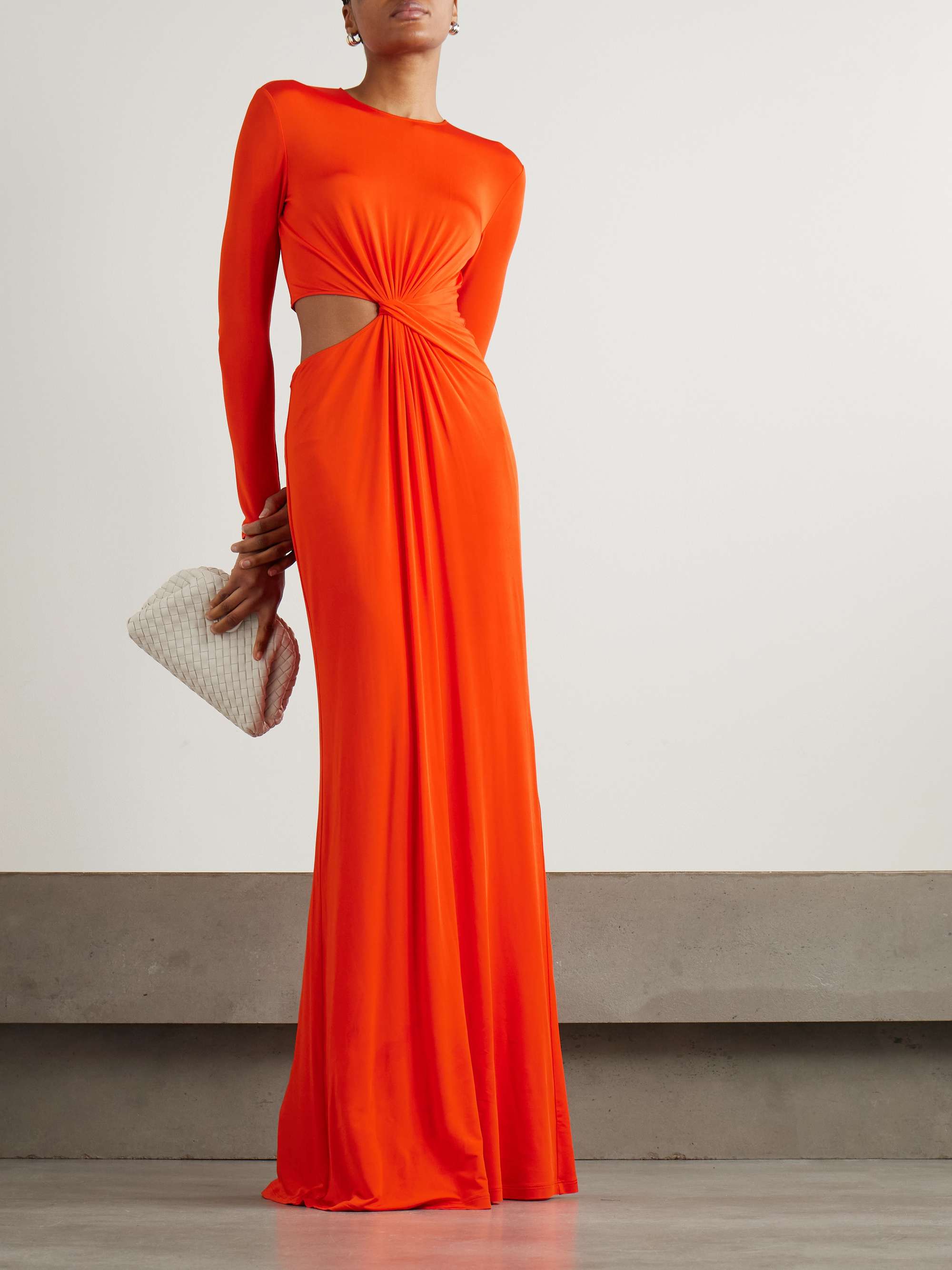 Twist-front cutout stretch-jersey gown view