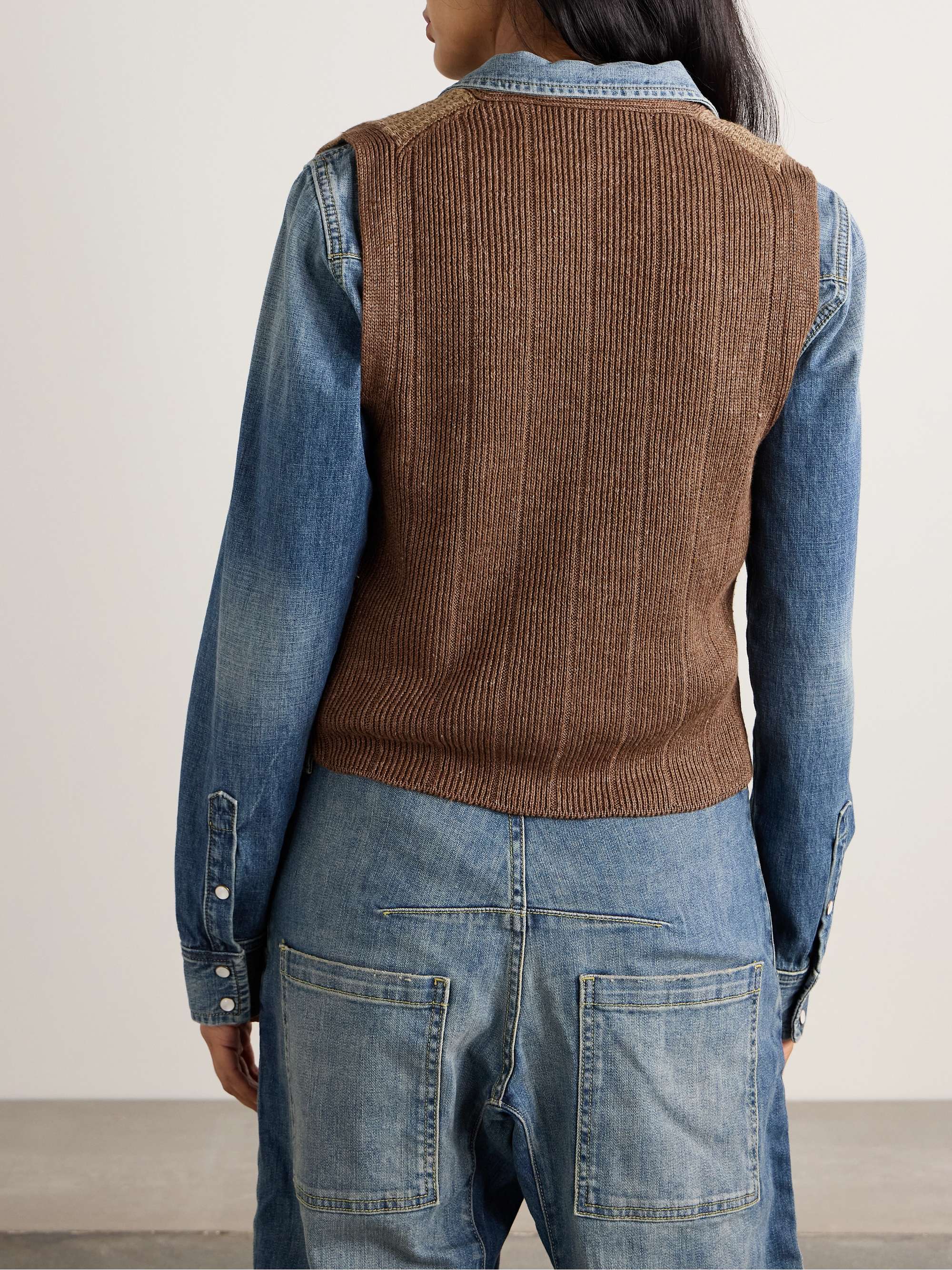 Linen and silk-blend vest view