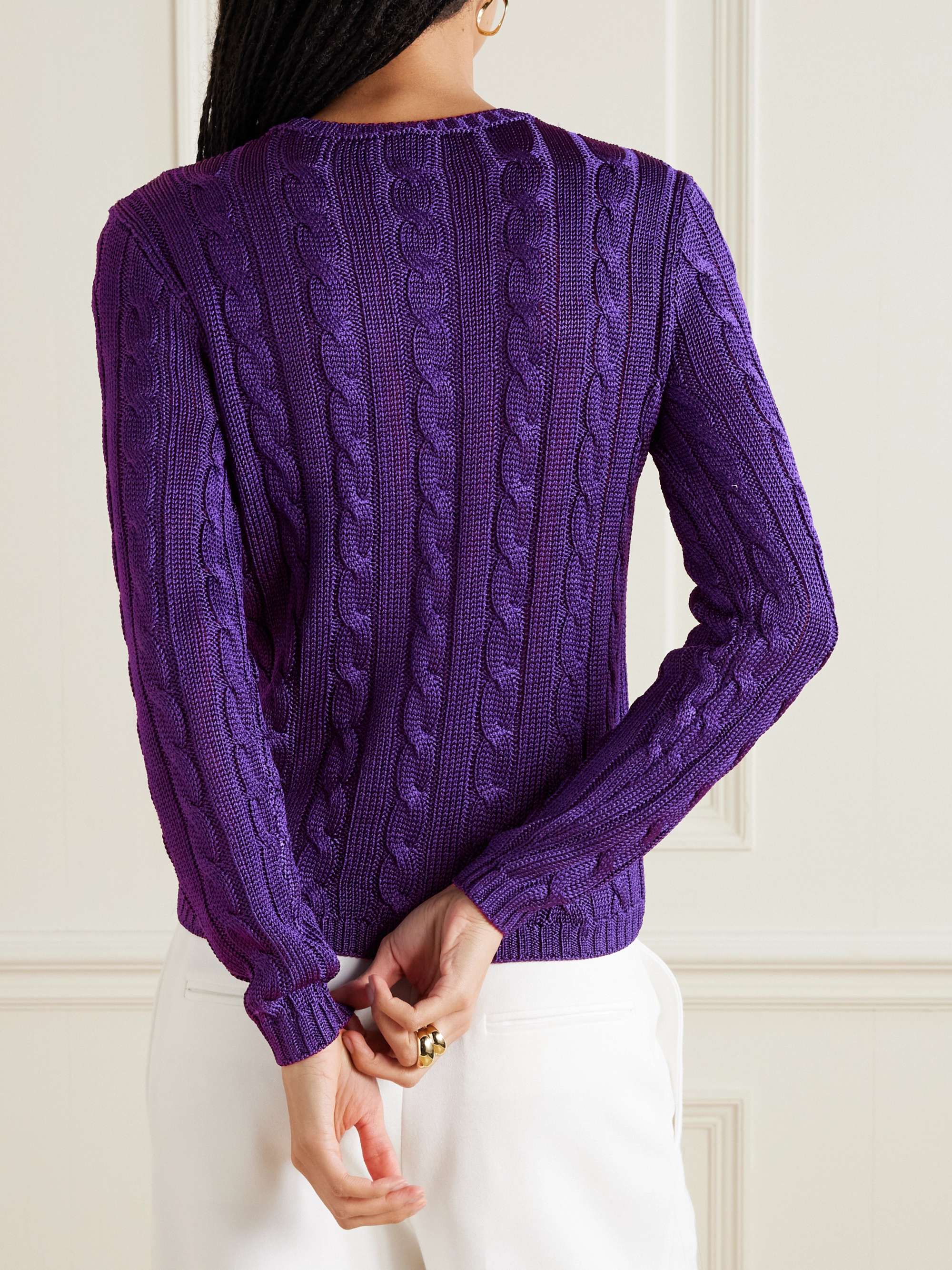 Cable-knit silk sweater view