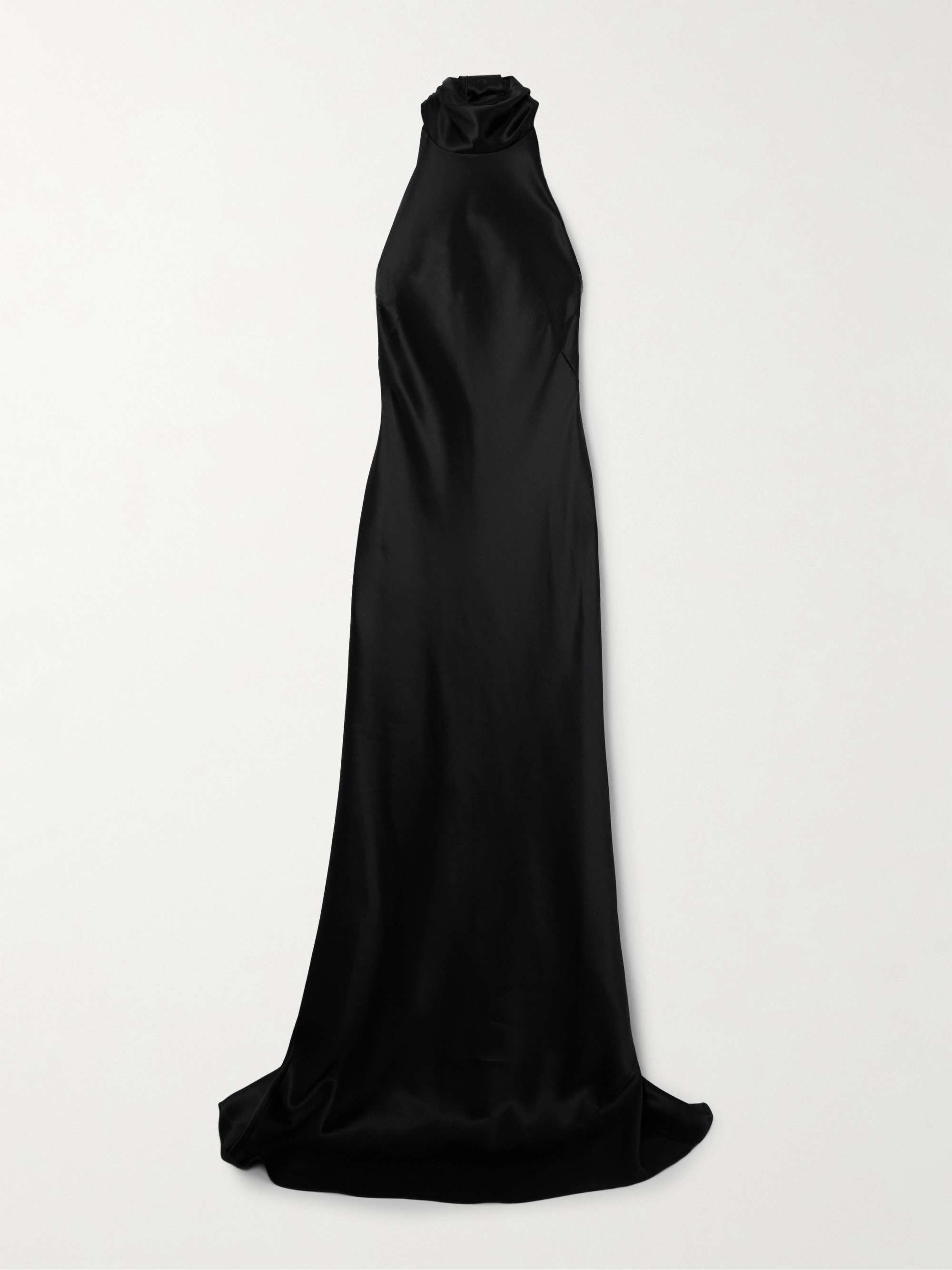 Chilton open-back satin halterneck gown view