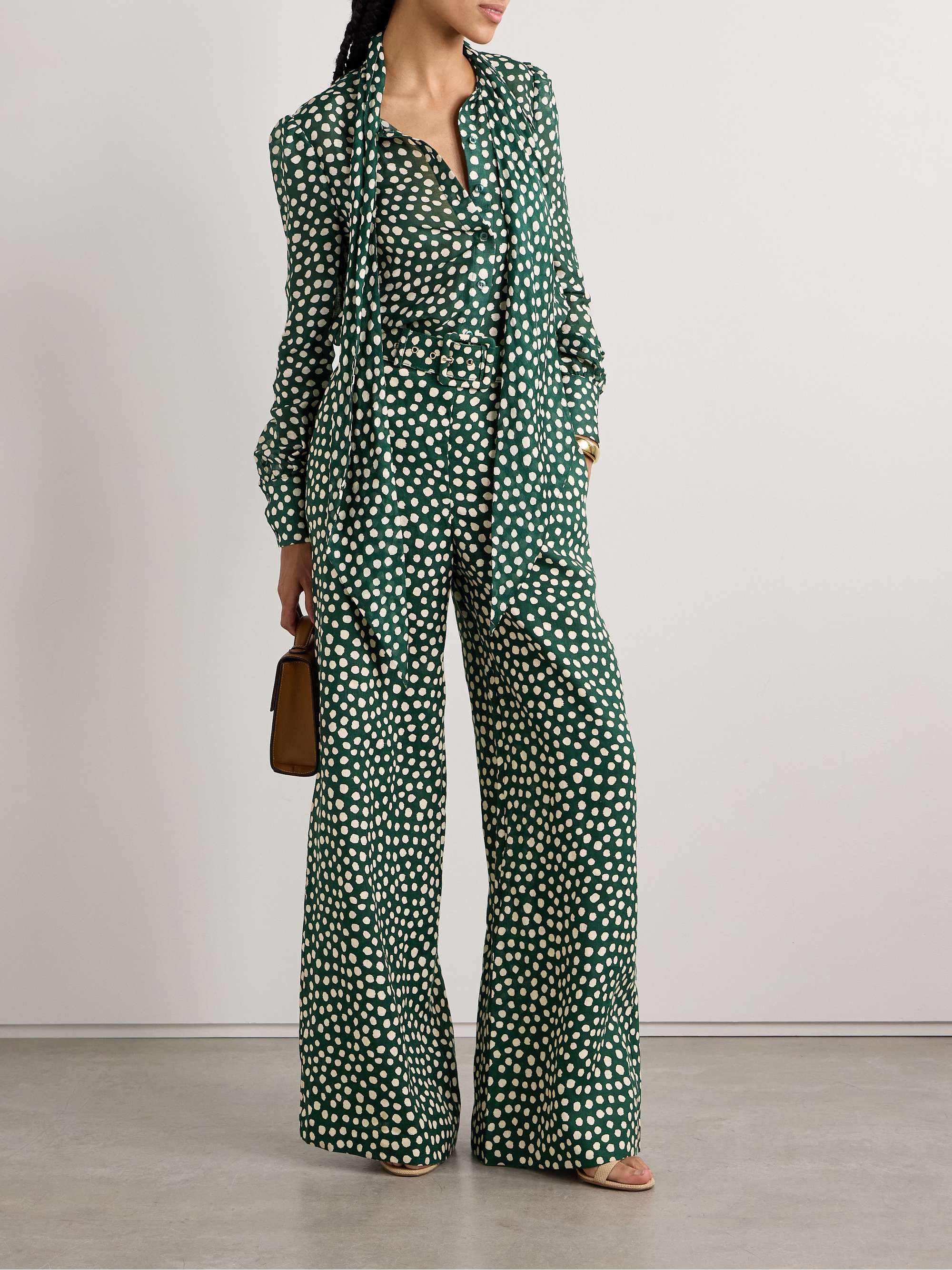 Mayflower belted polka-dot linen wide-leg pants view