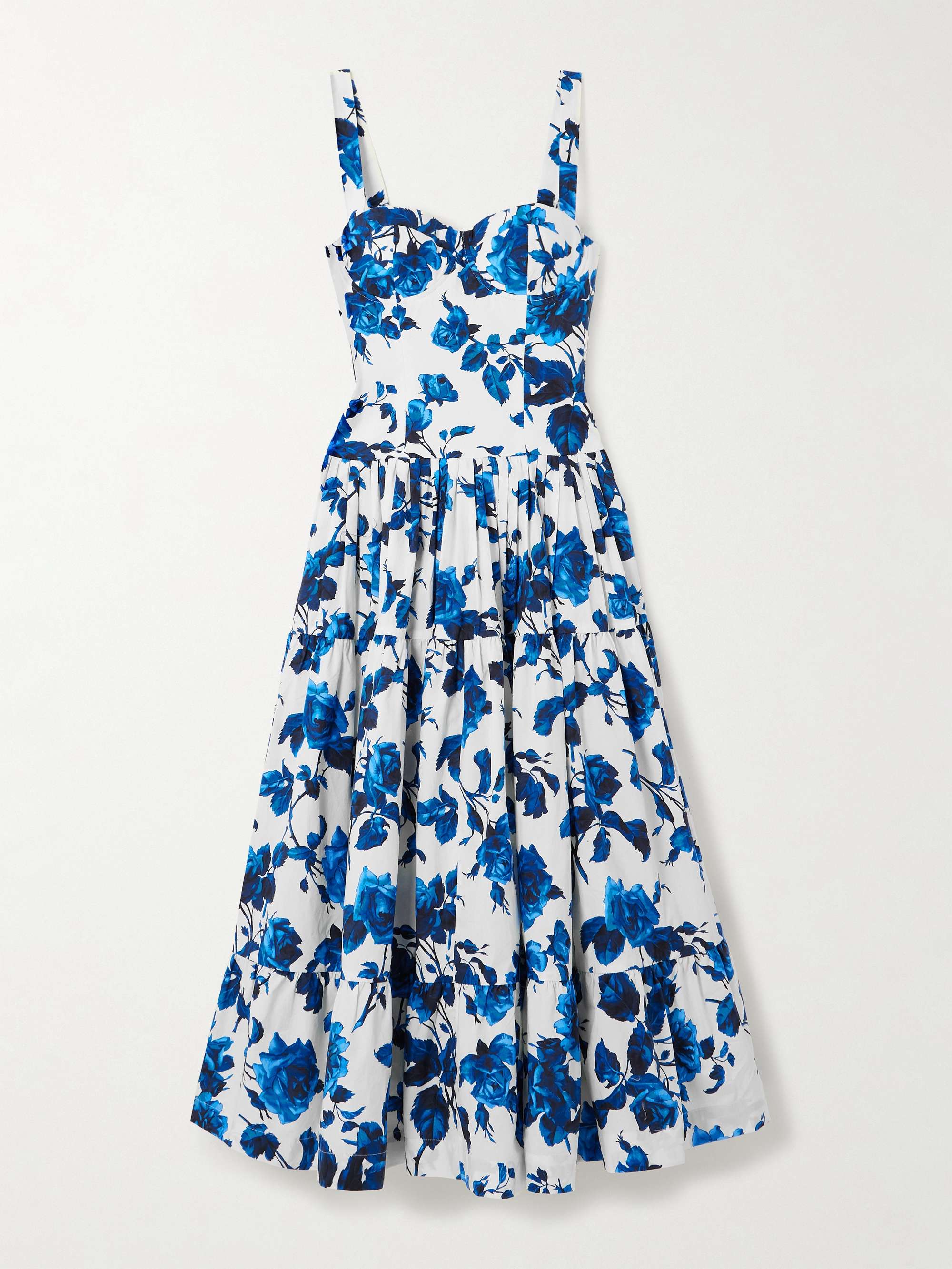 Santiago tiered floral-print cotton-poplin midi dress view