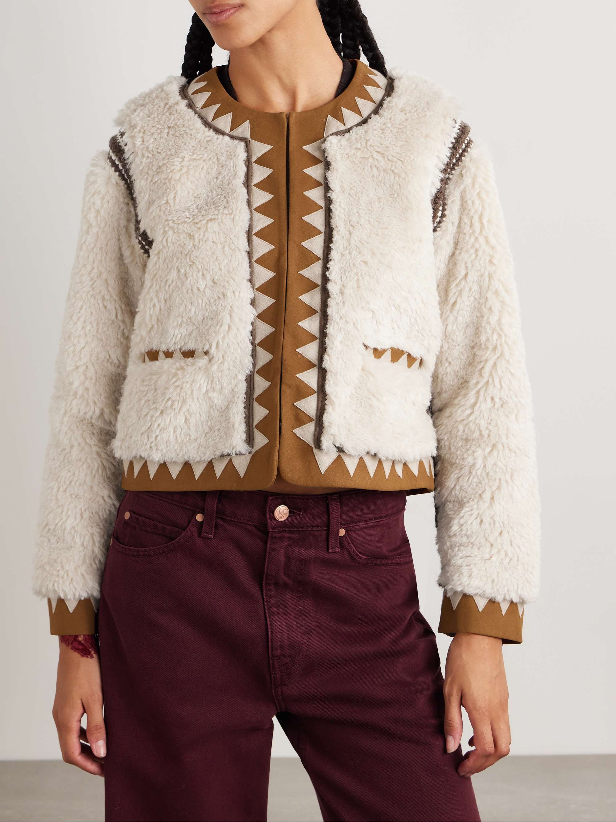 Ginevra leather and suede-trimmed faux shearling jacket view