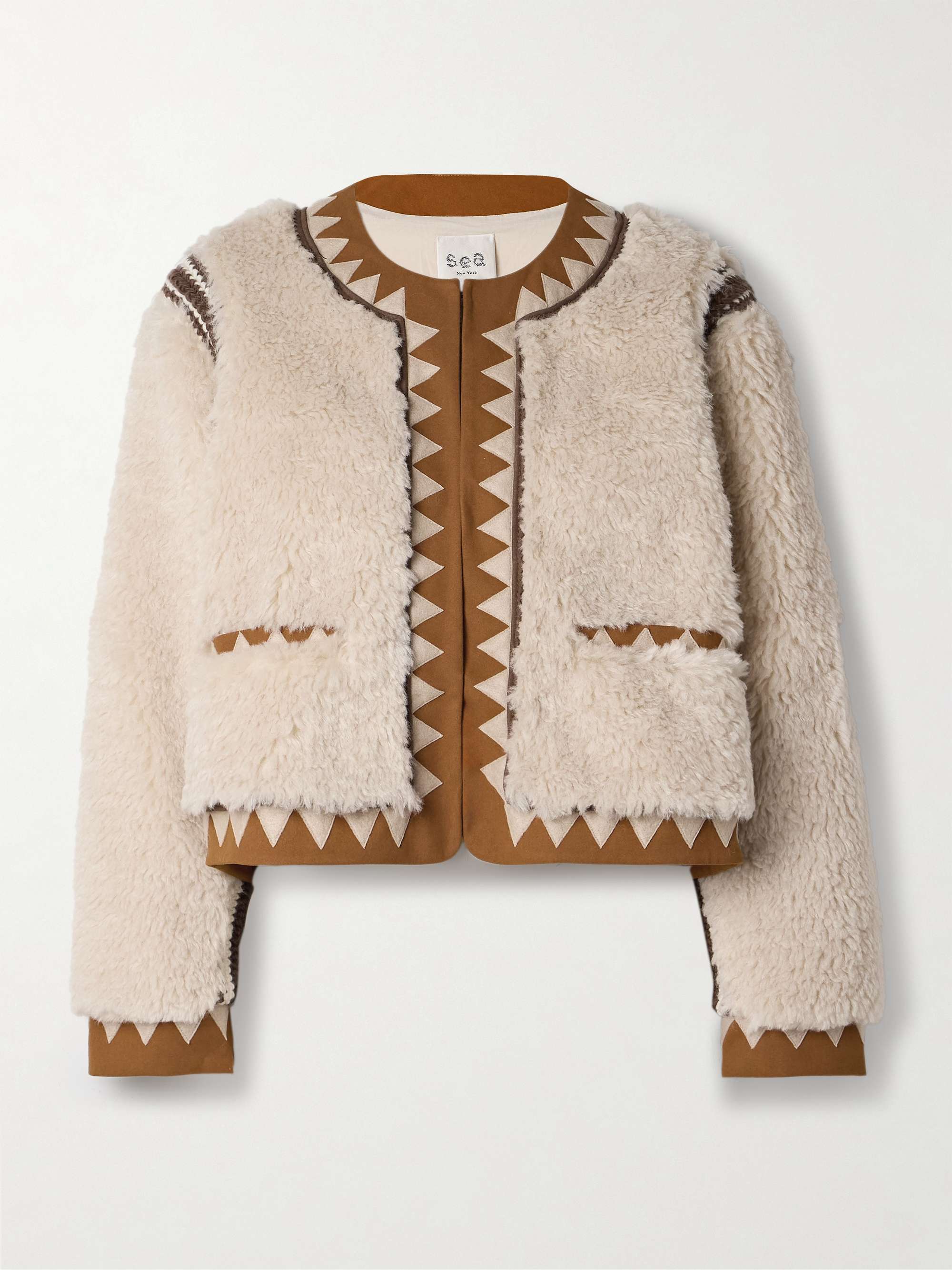 Ginevra leather and suede-trimmed faux shearling jacket view