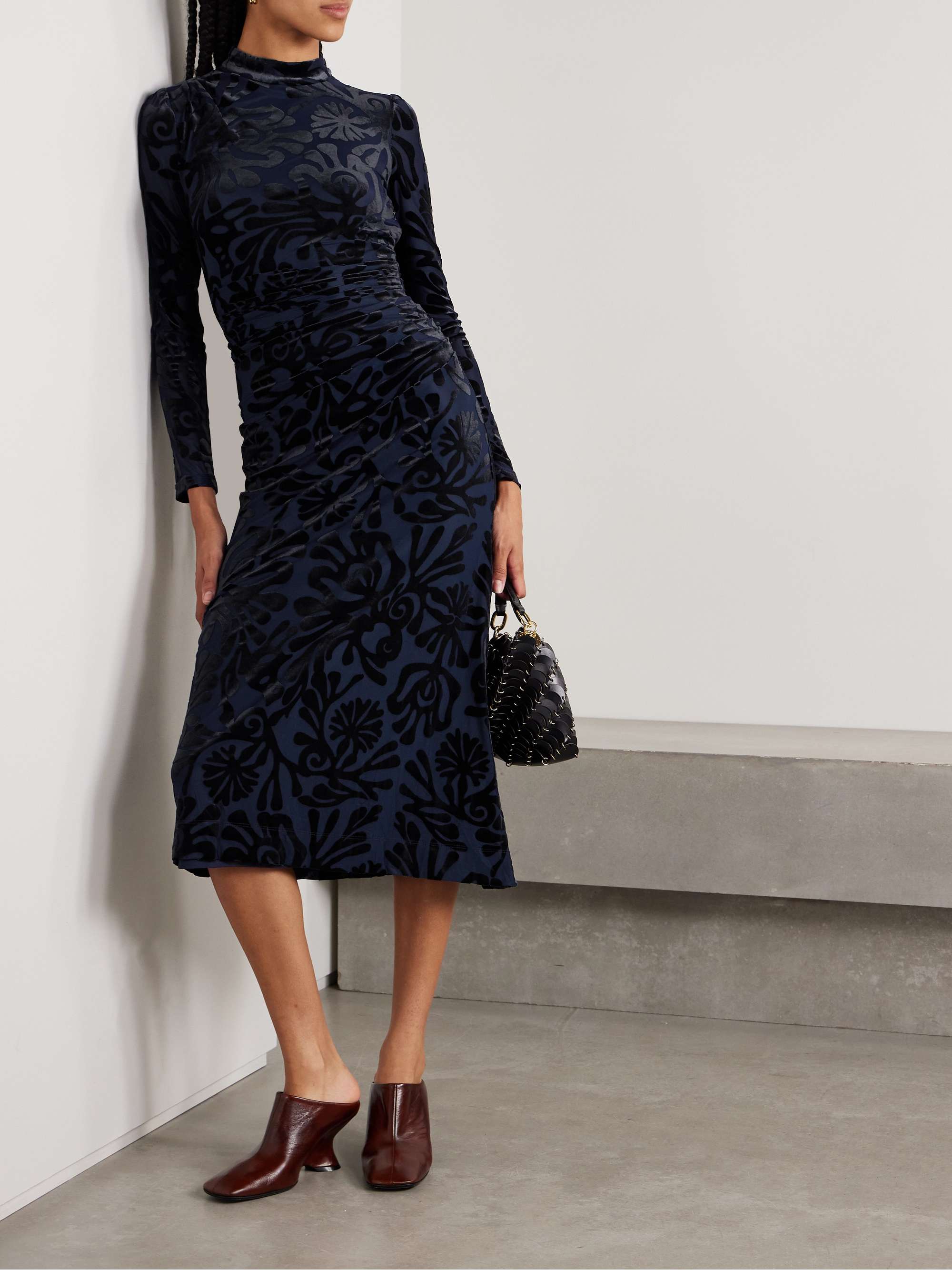 Alia devoré-velvet midi dress view