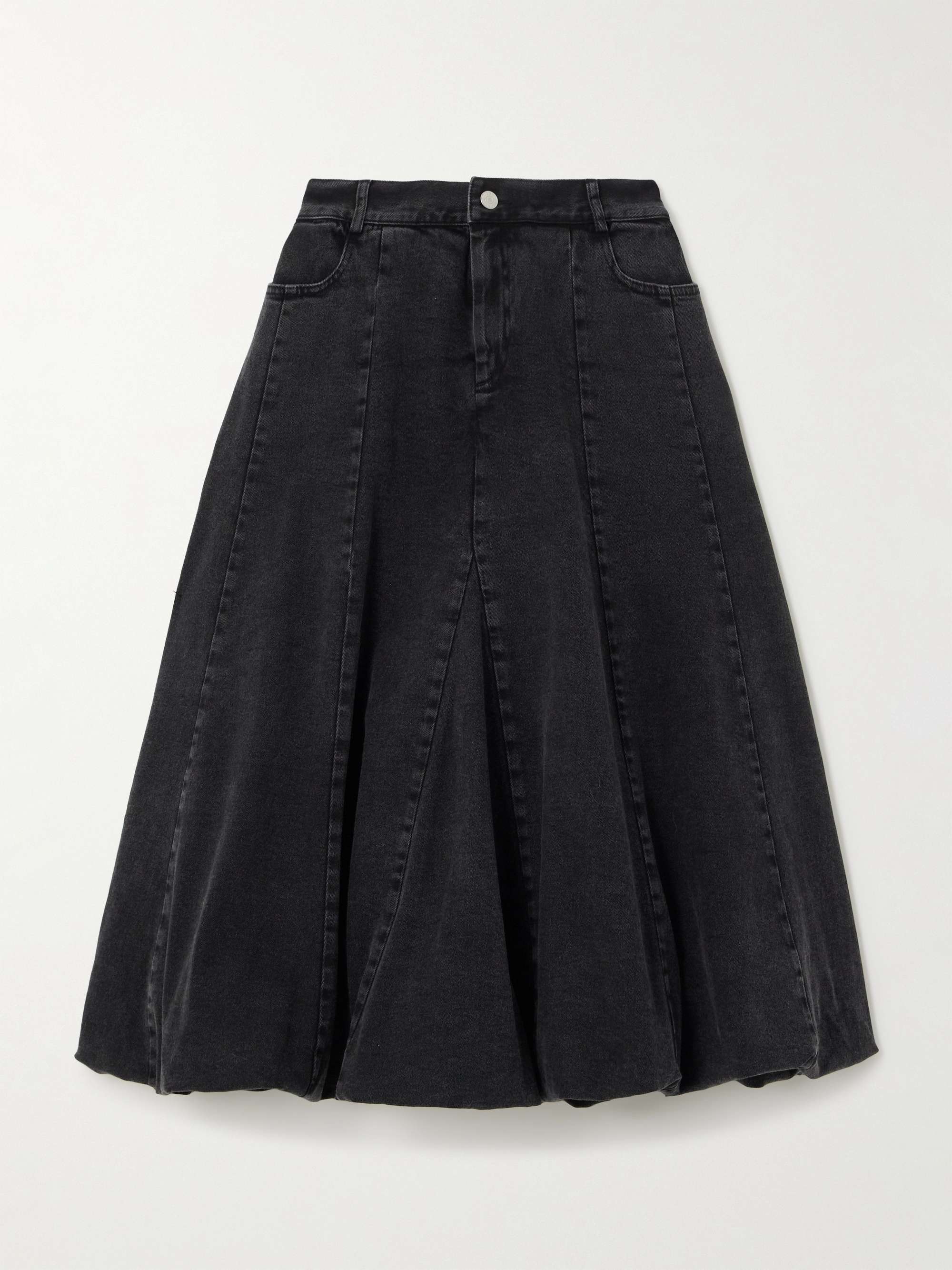 Elle paneled denim midi skirt view