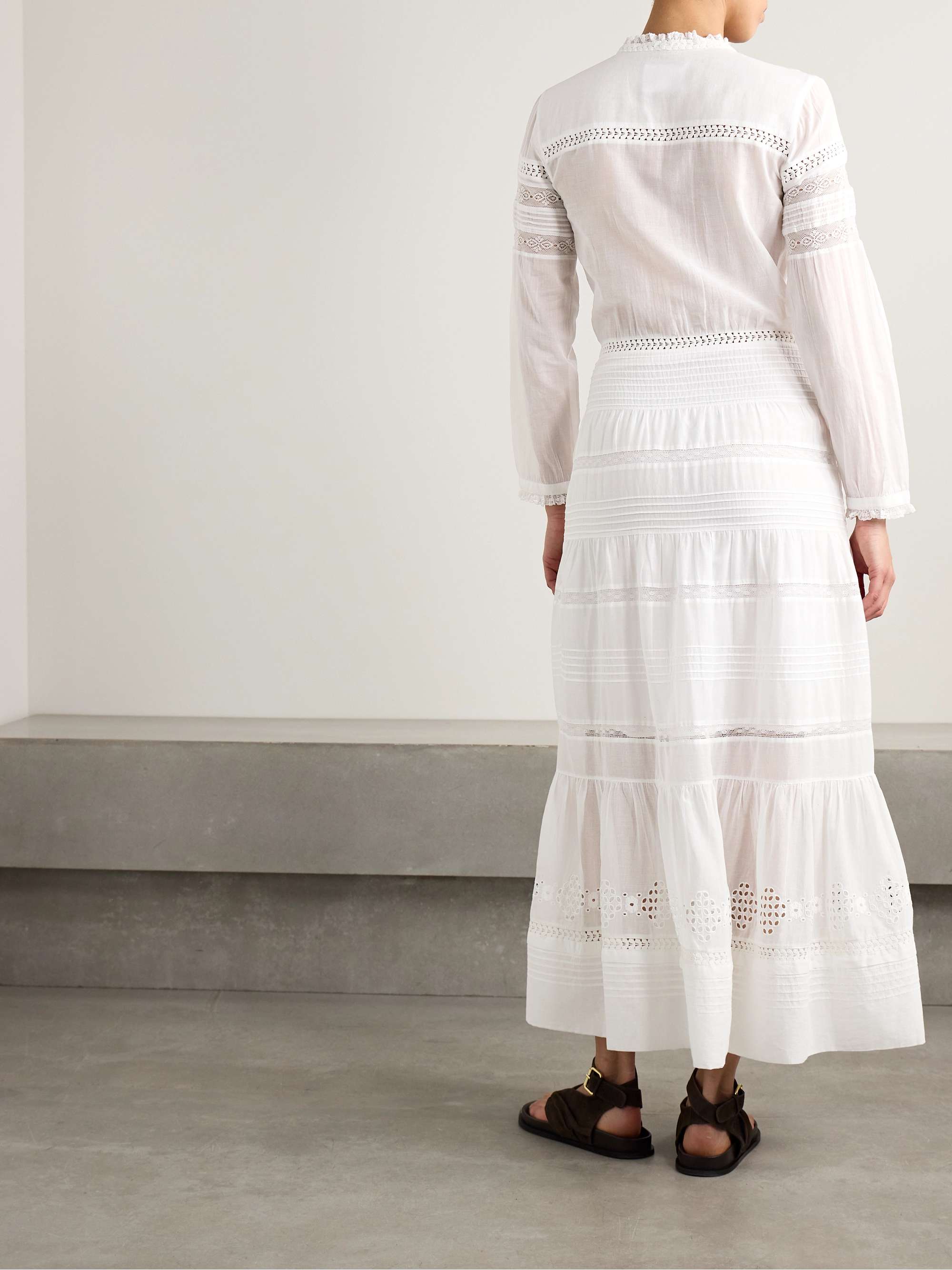 Daniva lace-trimmed broderie anglaise organic cotton-voile maxi dress view