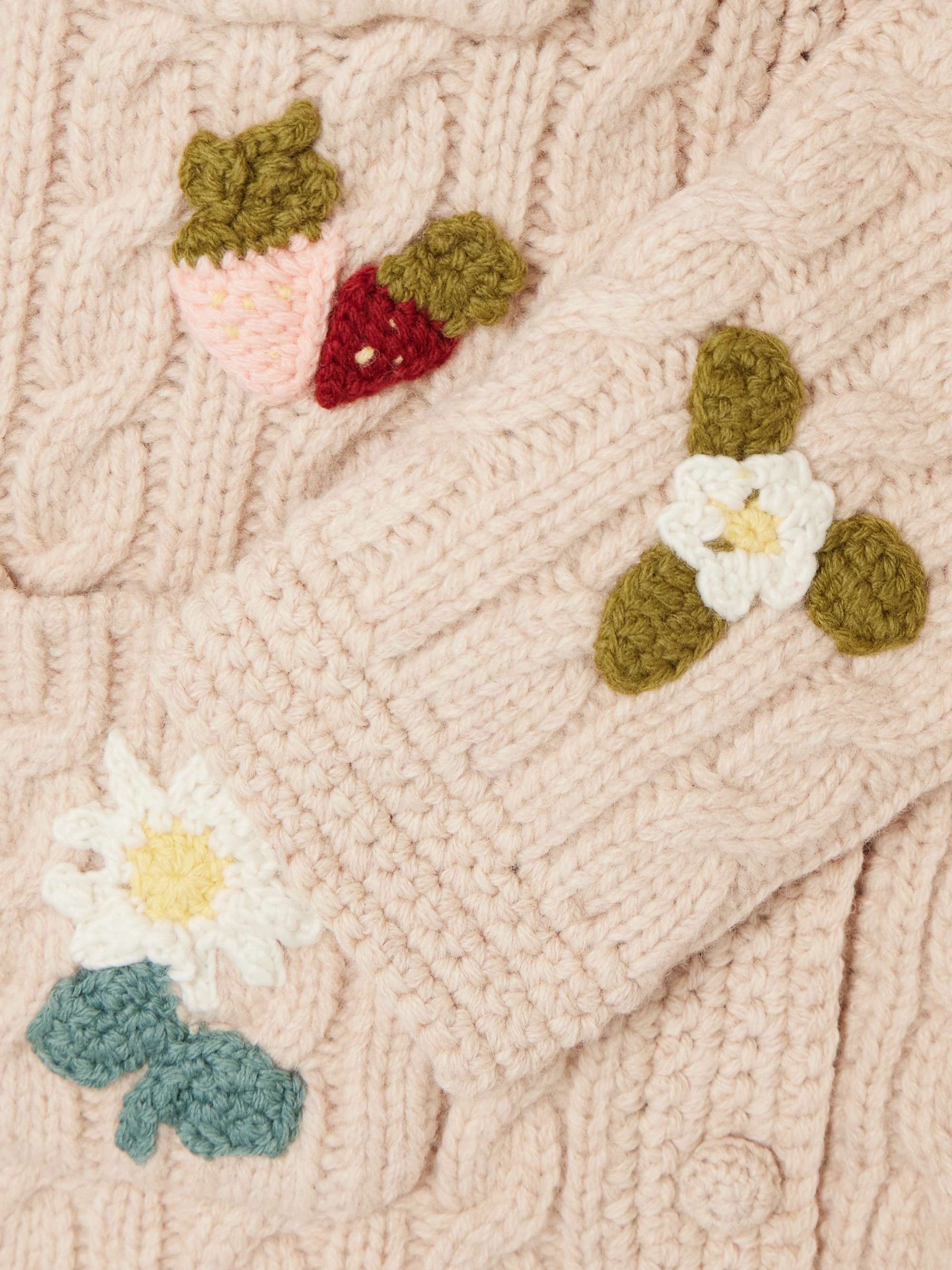 Callie appliquéd cable-knit wool cardigan view