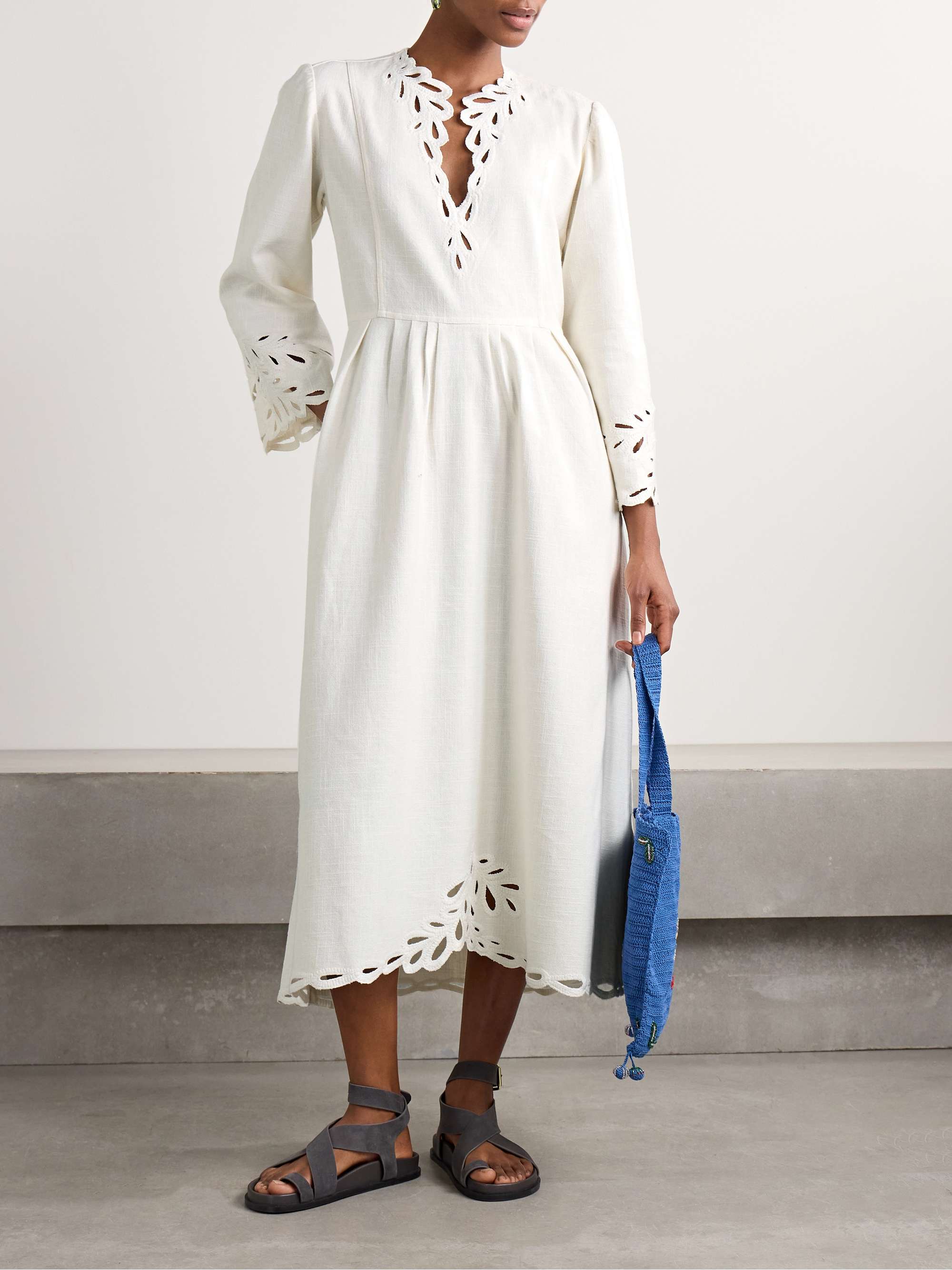 Tianny pleated broderie anglaise cotton midi dress view