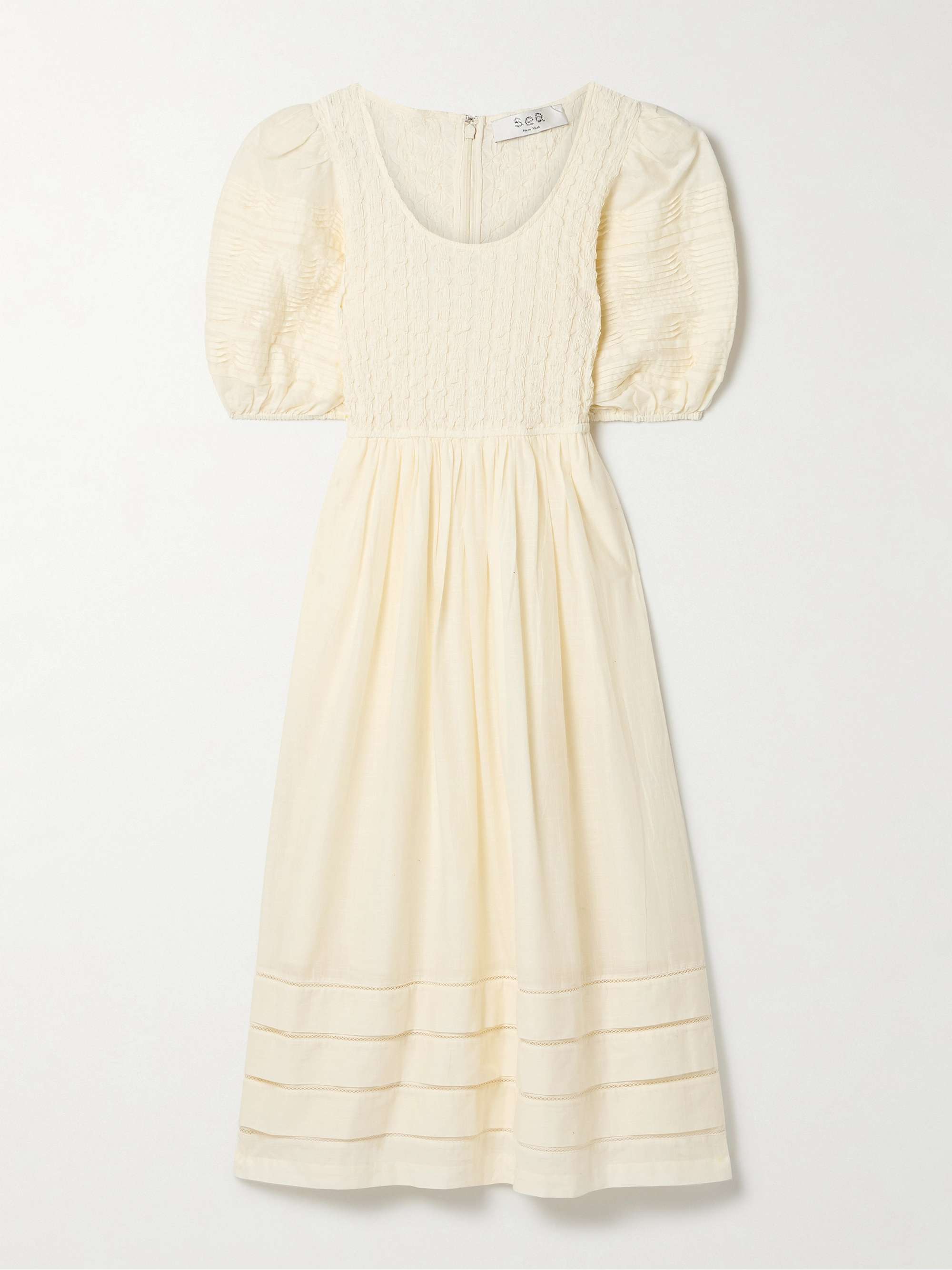 Myra shirred cotton-voile midi dress view