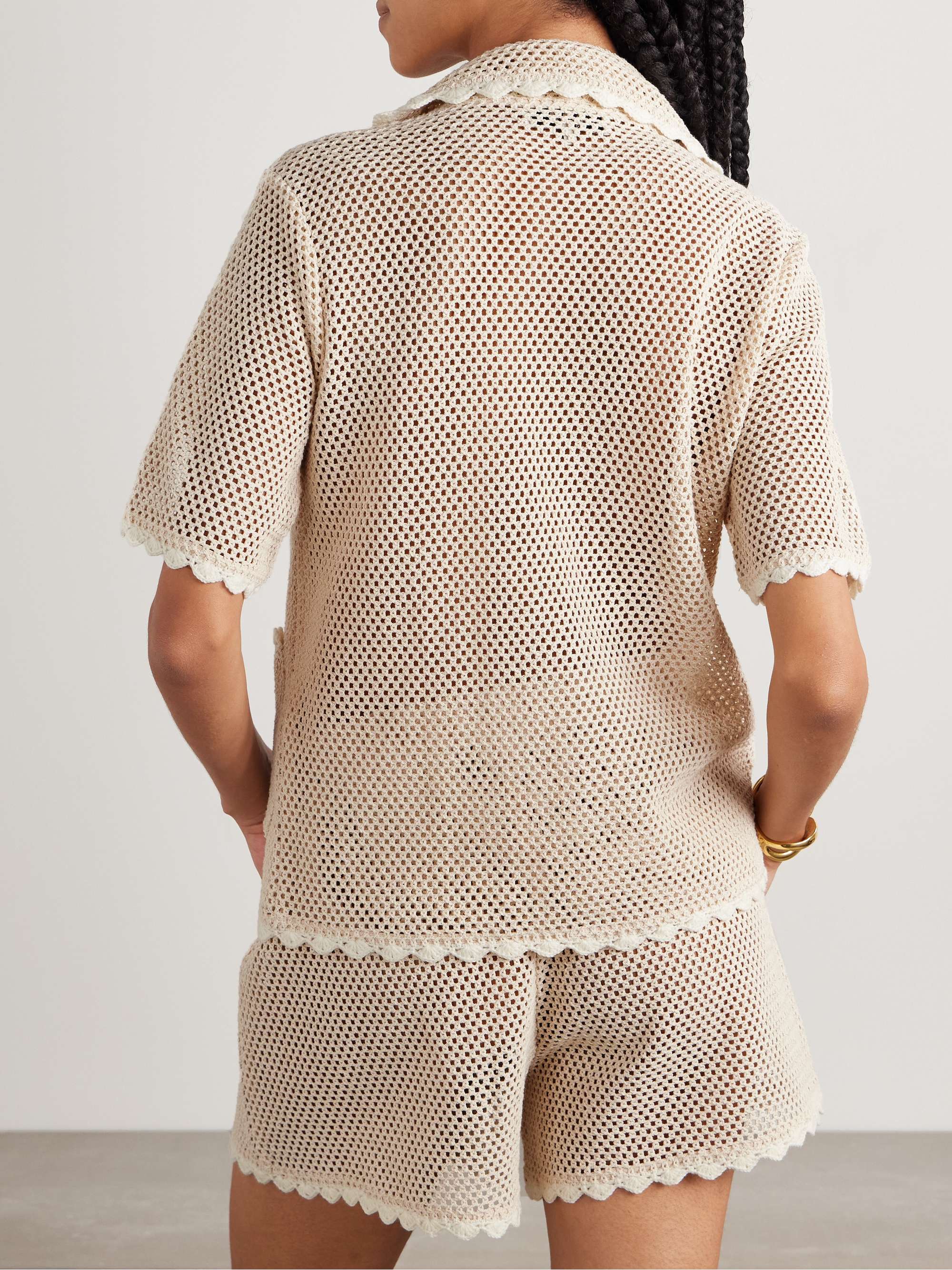 Sally appliquéd crocheted cotton shirt view