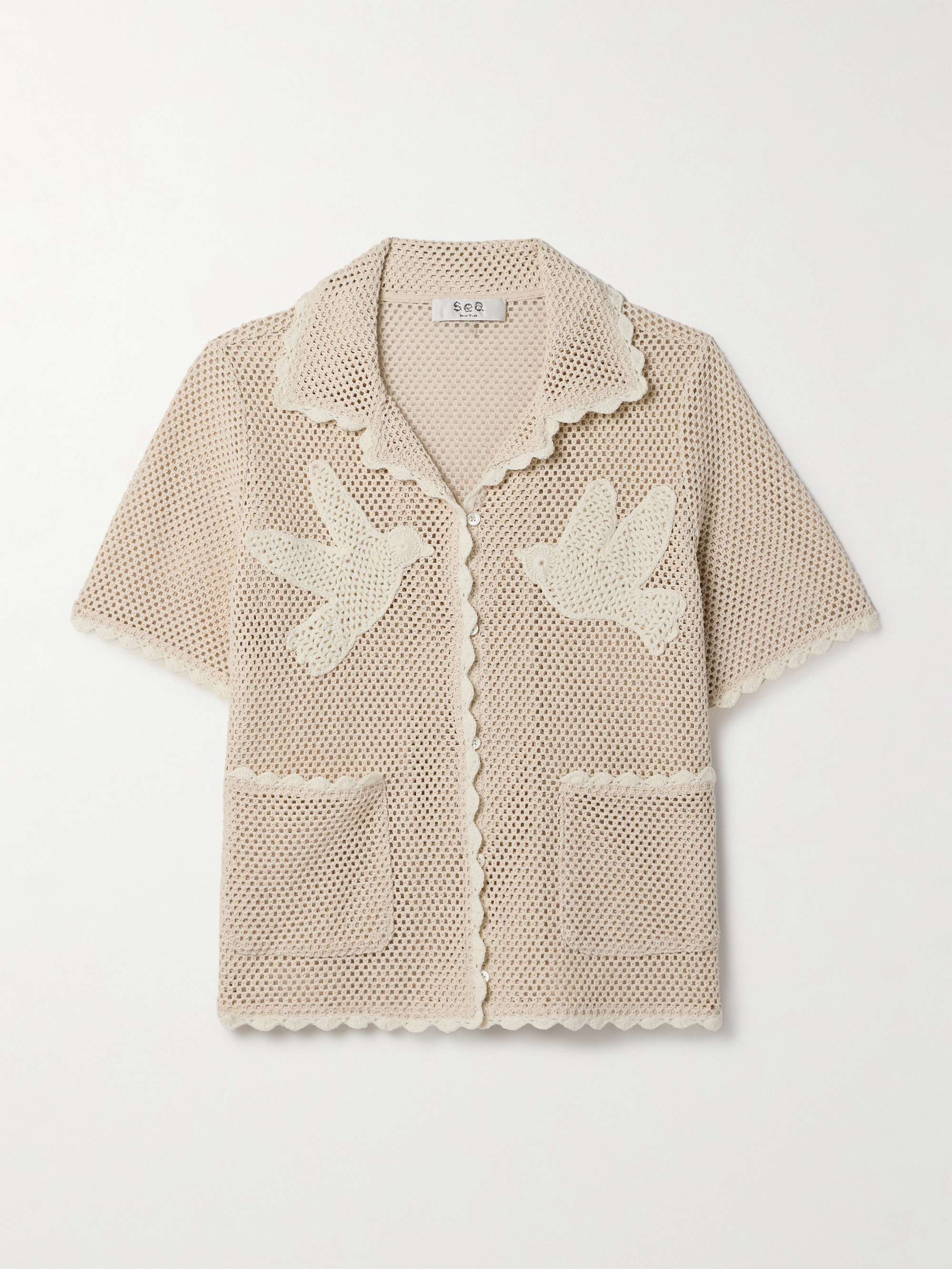 Sally appliquéd crocheted cotton shirt view