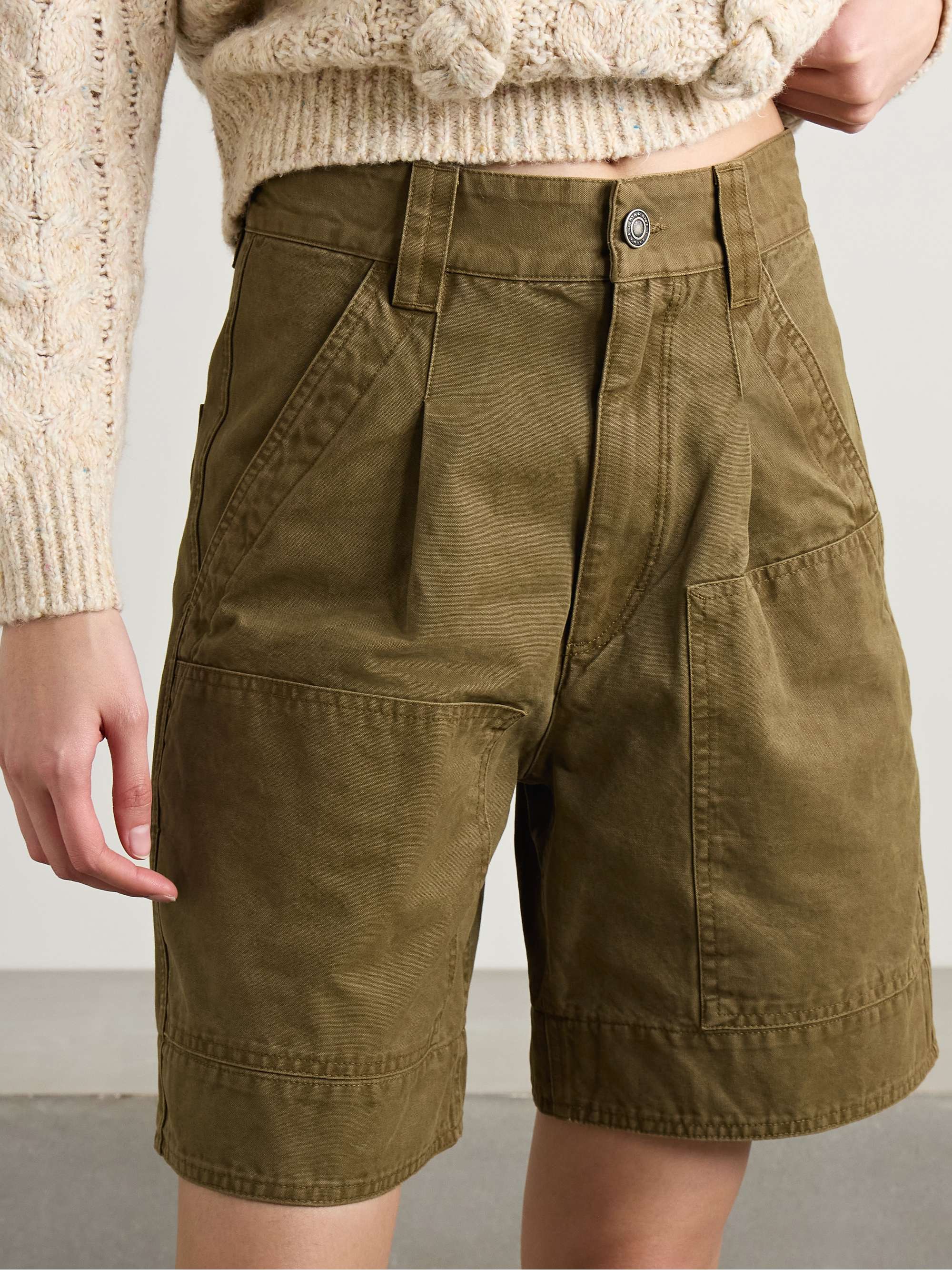 Katja pleated cotton-canvas shorts view