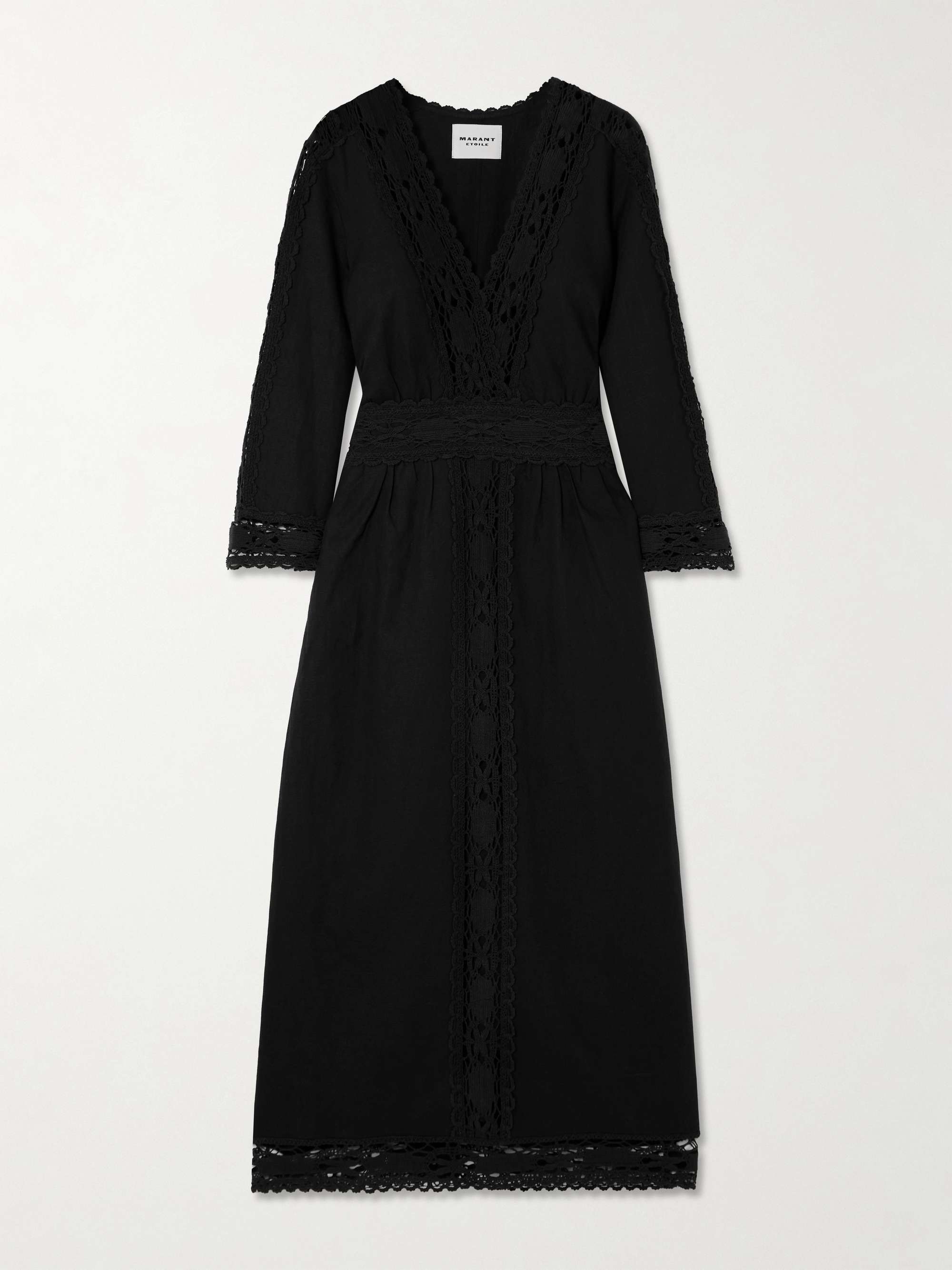 Veona lace-trimmed linen and cotton-blend midi dress view