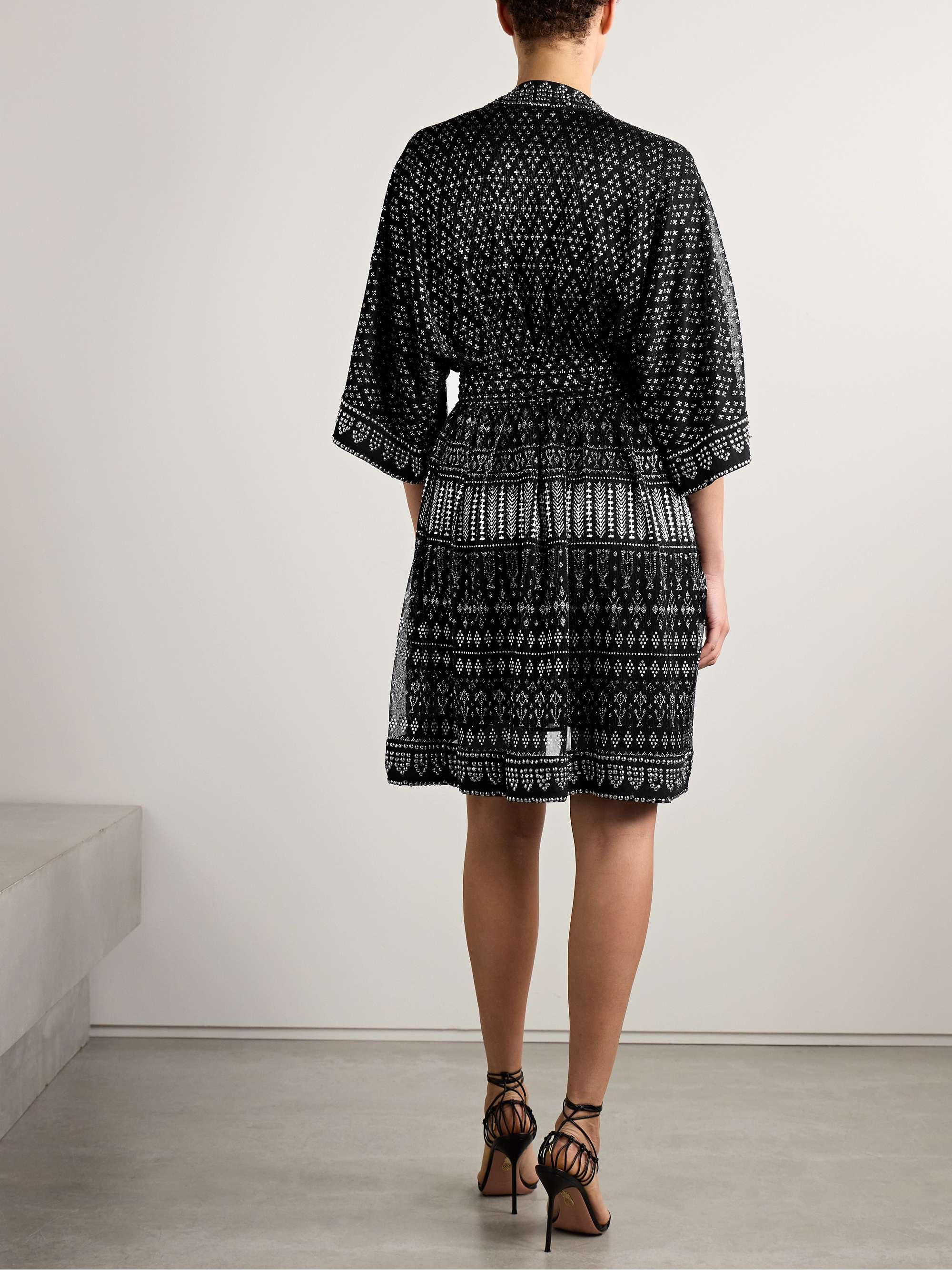 Nawel embellished printed mesh mini dress view