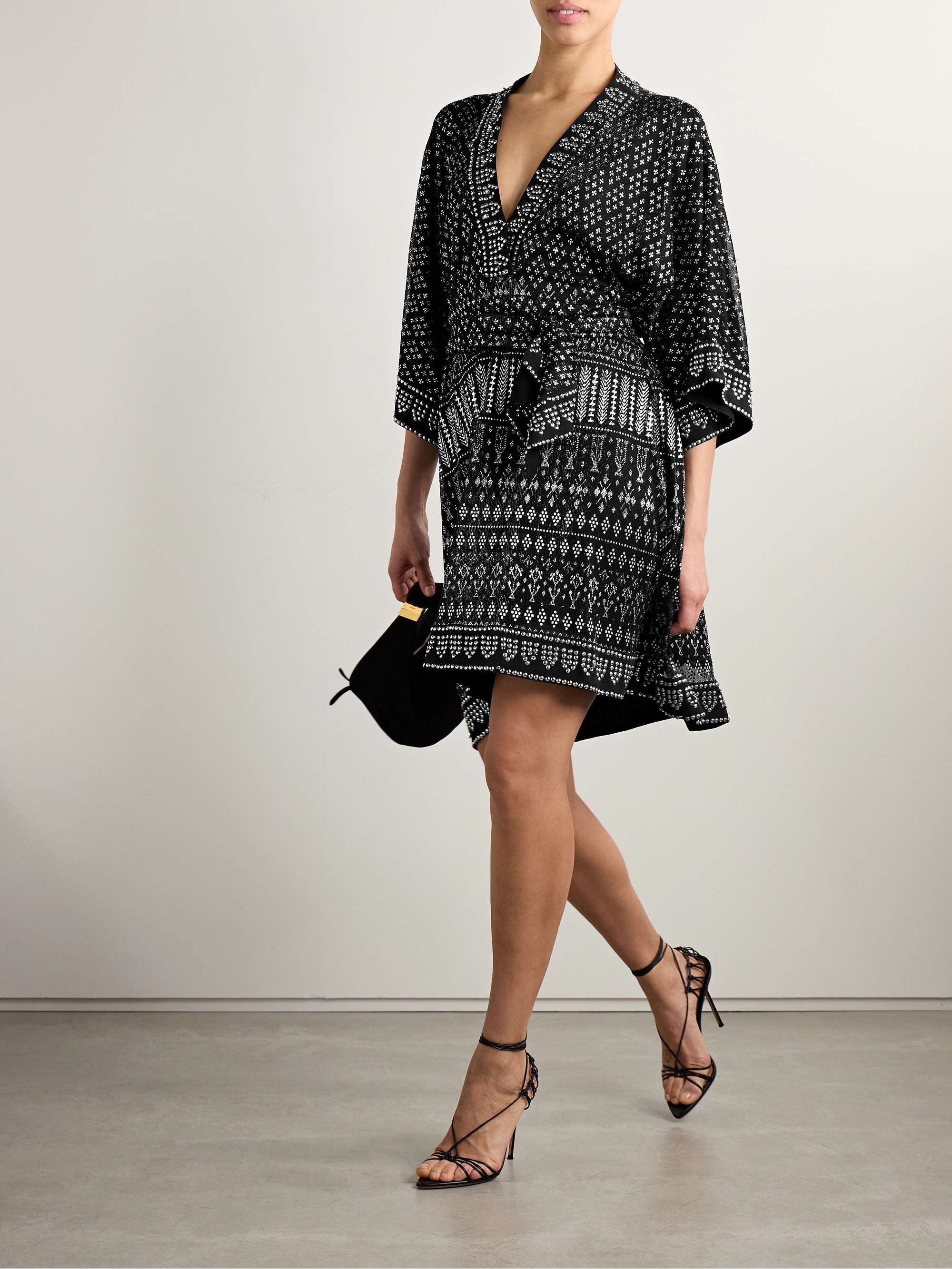 Nawel embellished printed mesh mini dress view